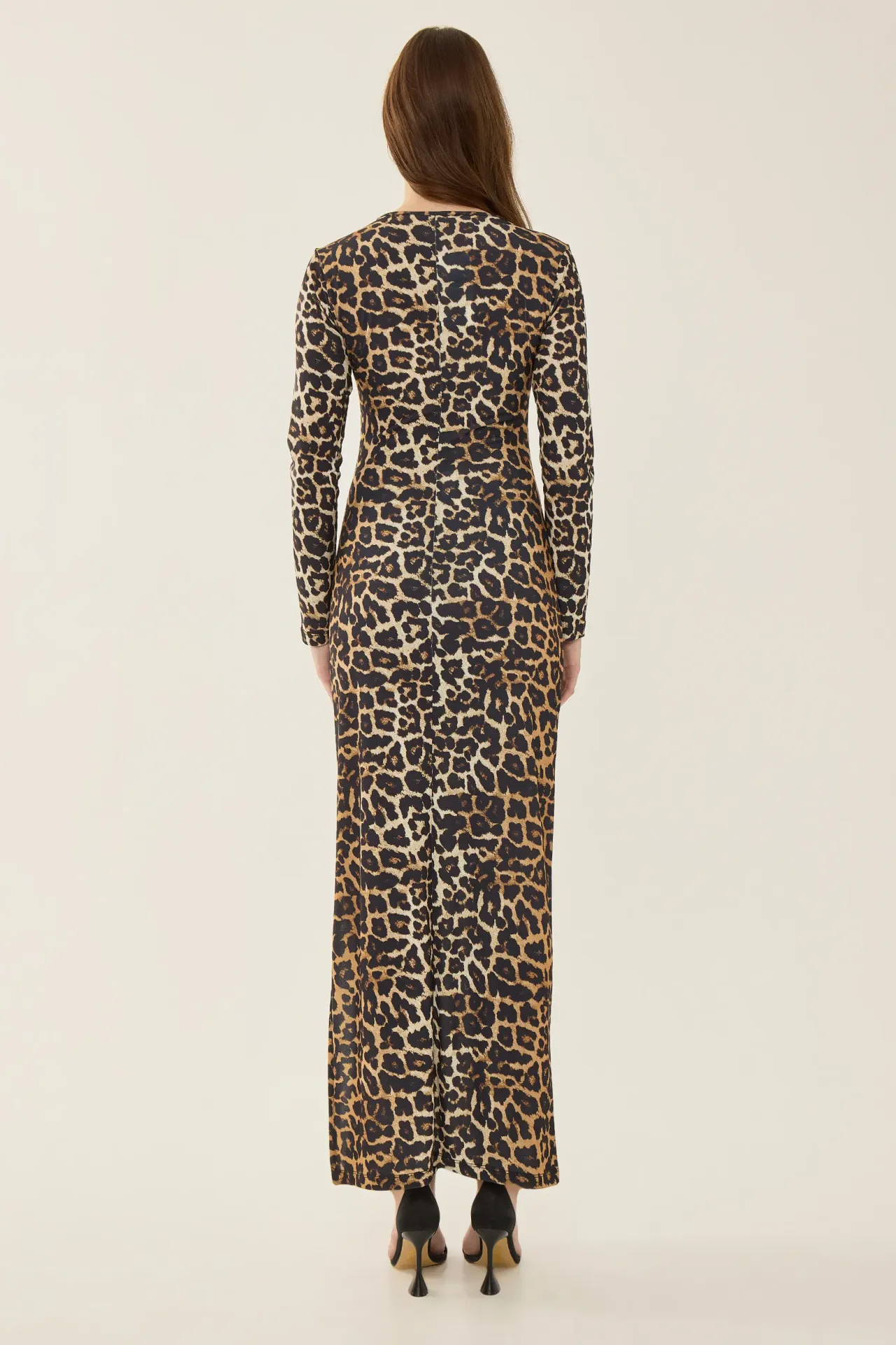 Leopard Print Bodycon Maxi Dress with Slit