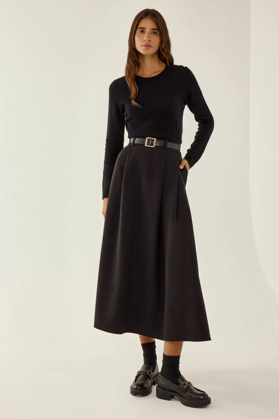 Pleated Midi Skirt