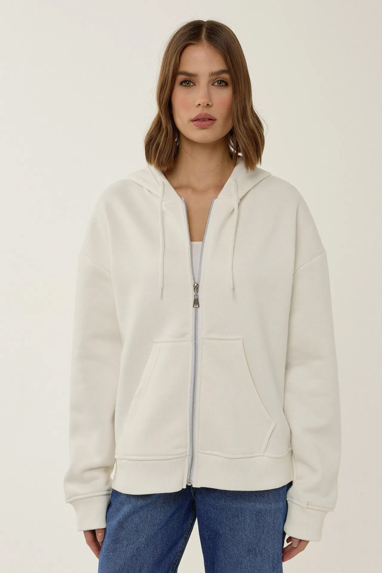 Relaxed Fit Zip-Up Hoodie