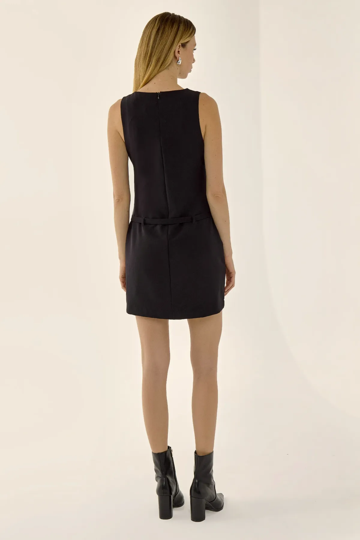 Belted V-Neck Mini Dress 4