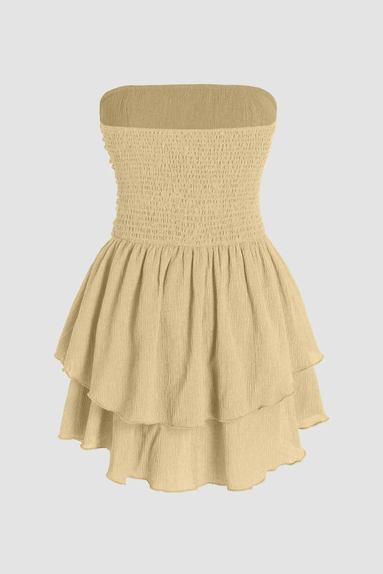 Strapless Textured Ruffle Mini Dress