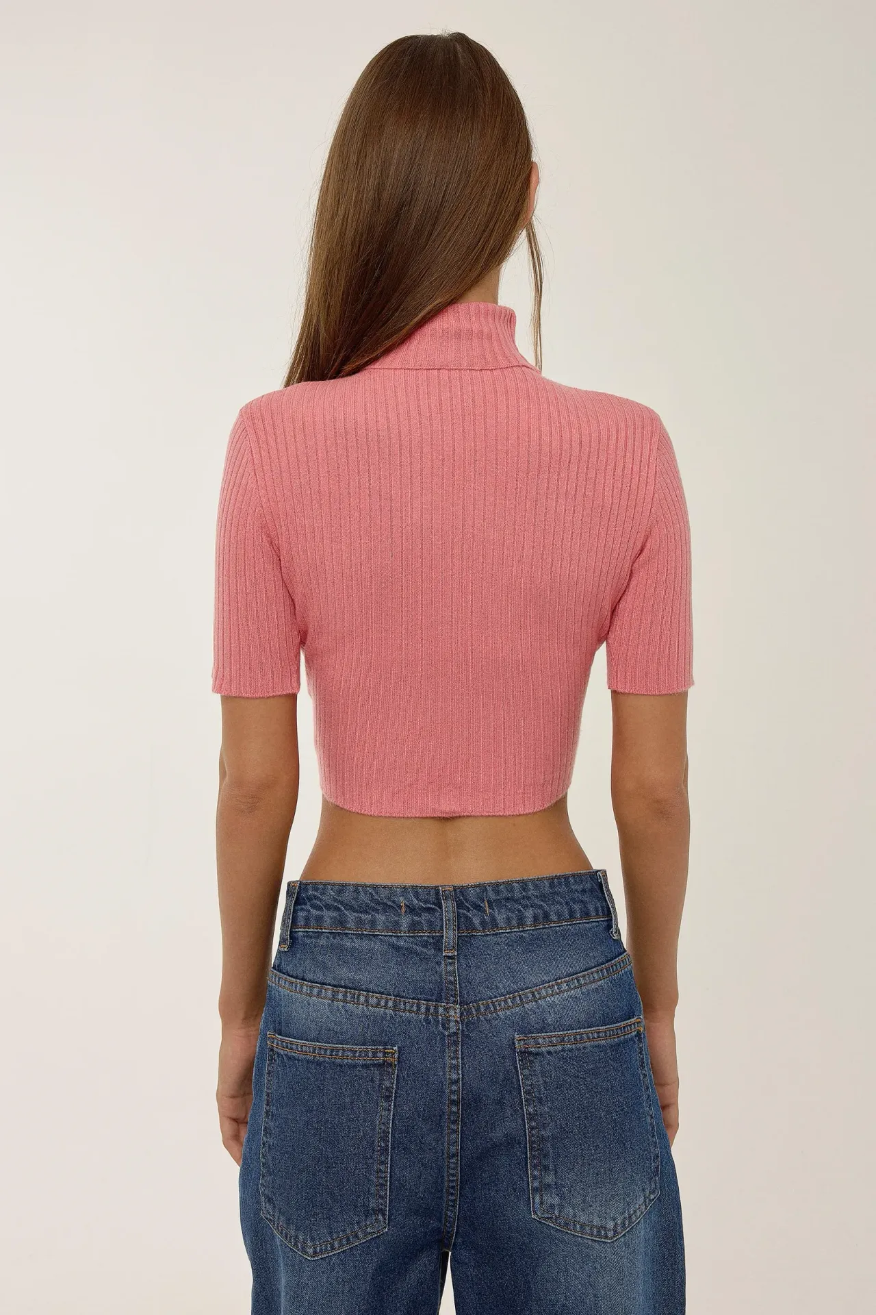 Slim Fit Turtleneck Knitted Crop Top