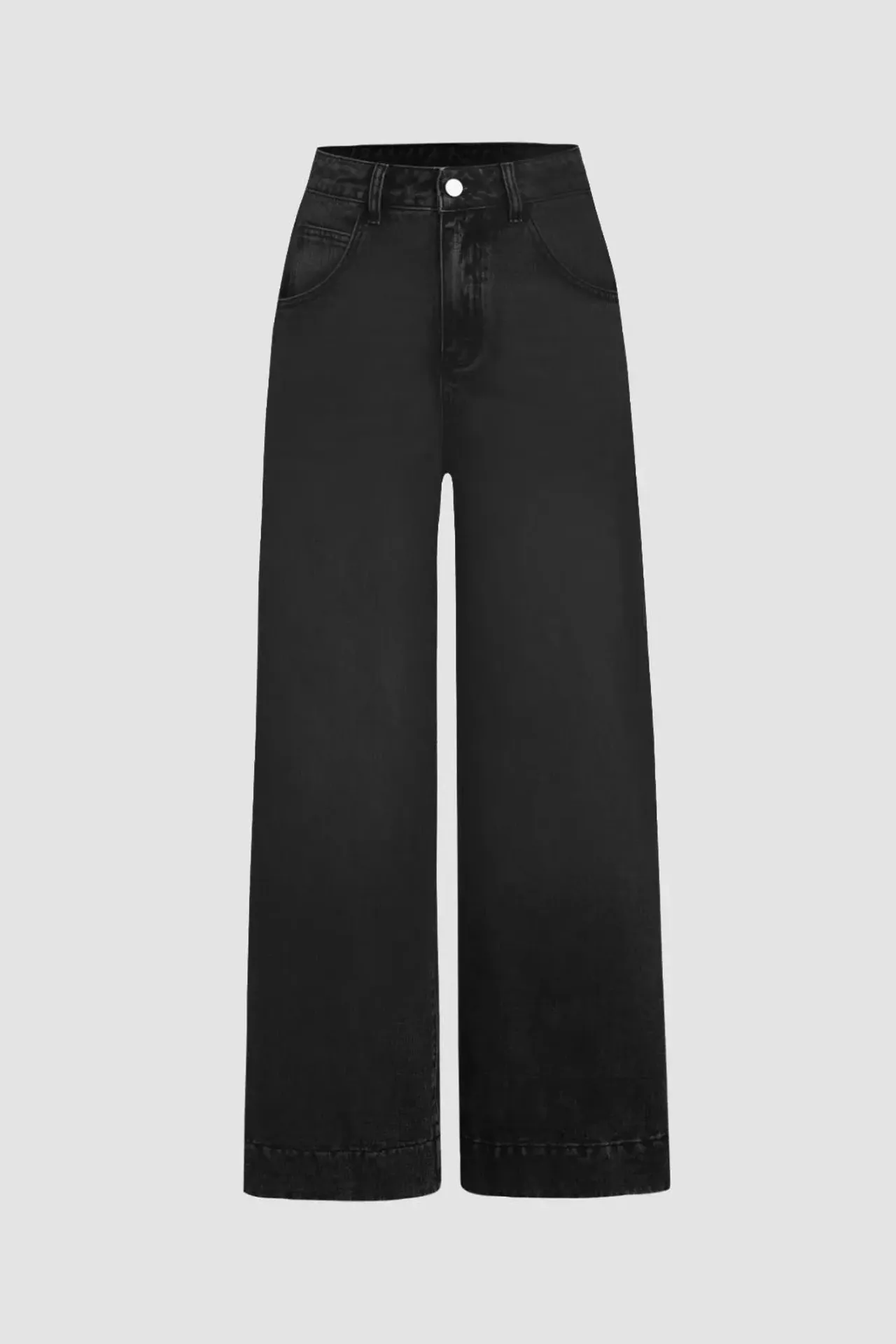 Washed Effect Wide Leg Denim Jeans