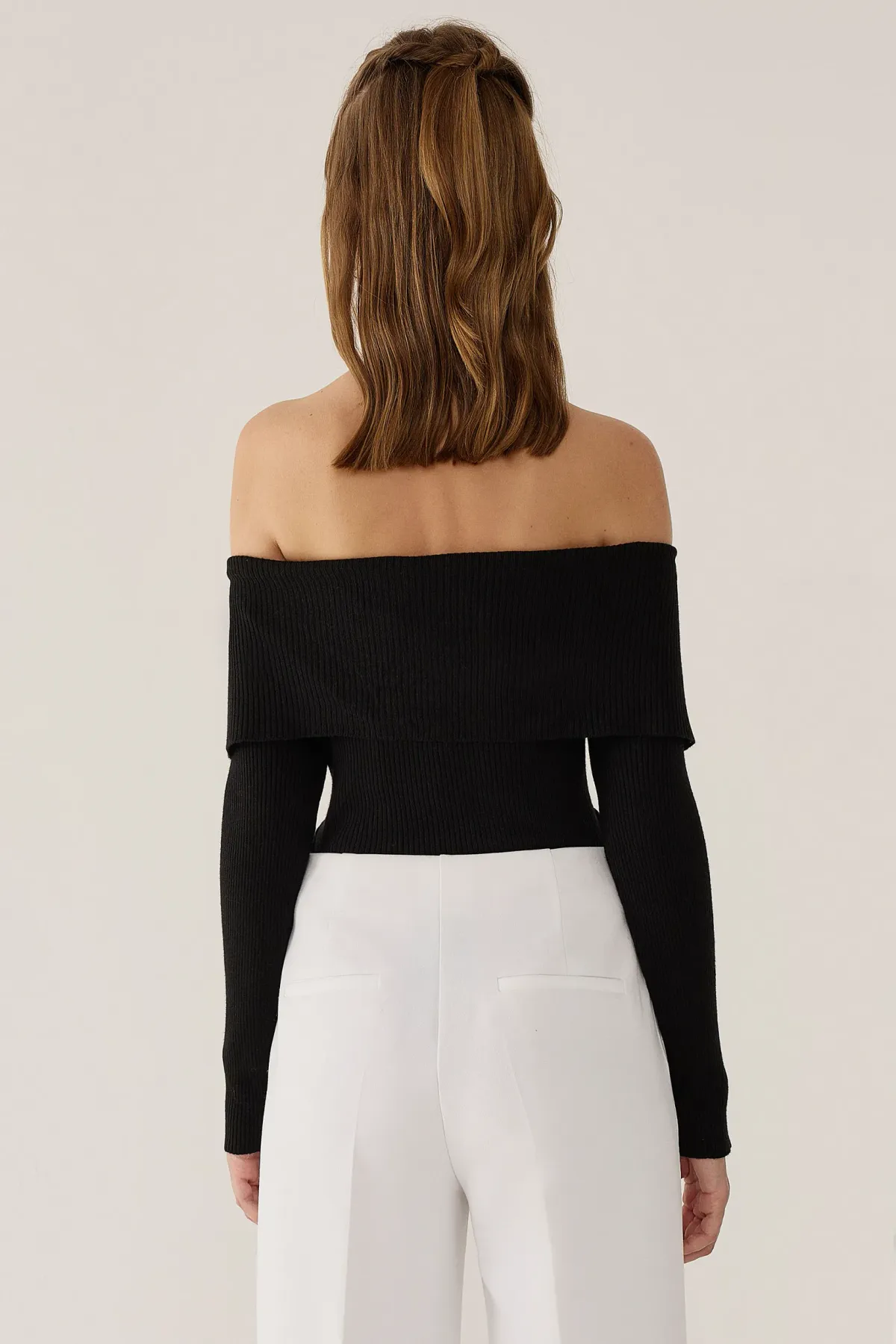 Off Shoulder Madonna Collar Knit Top 5