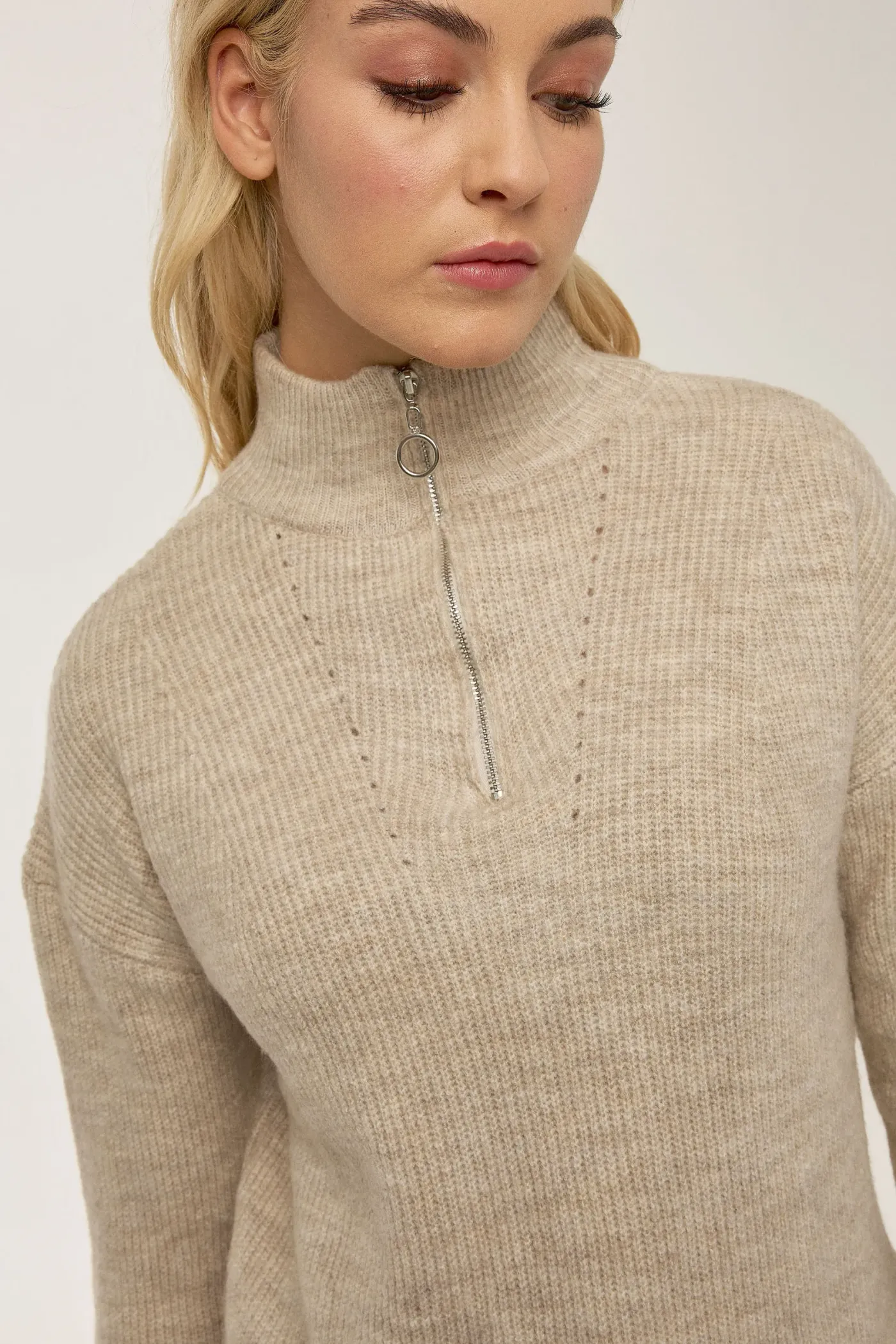 Oversized Zipper Collar Sweater 4