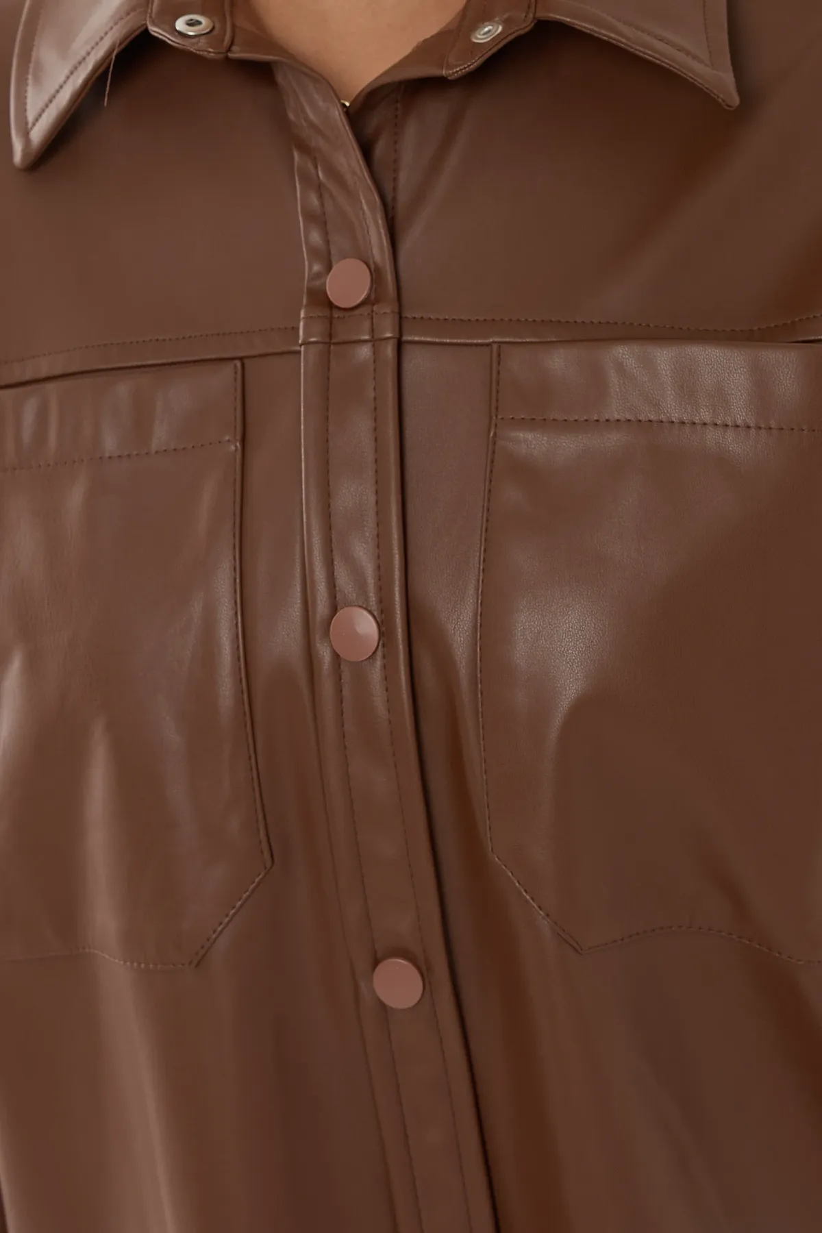Faux Leather Oversized Shirt 5