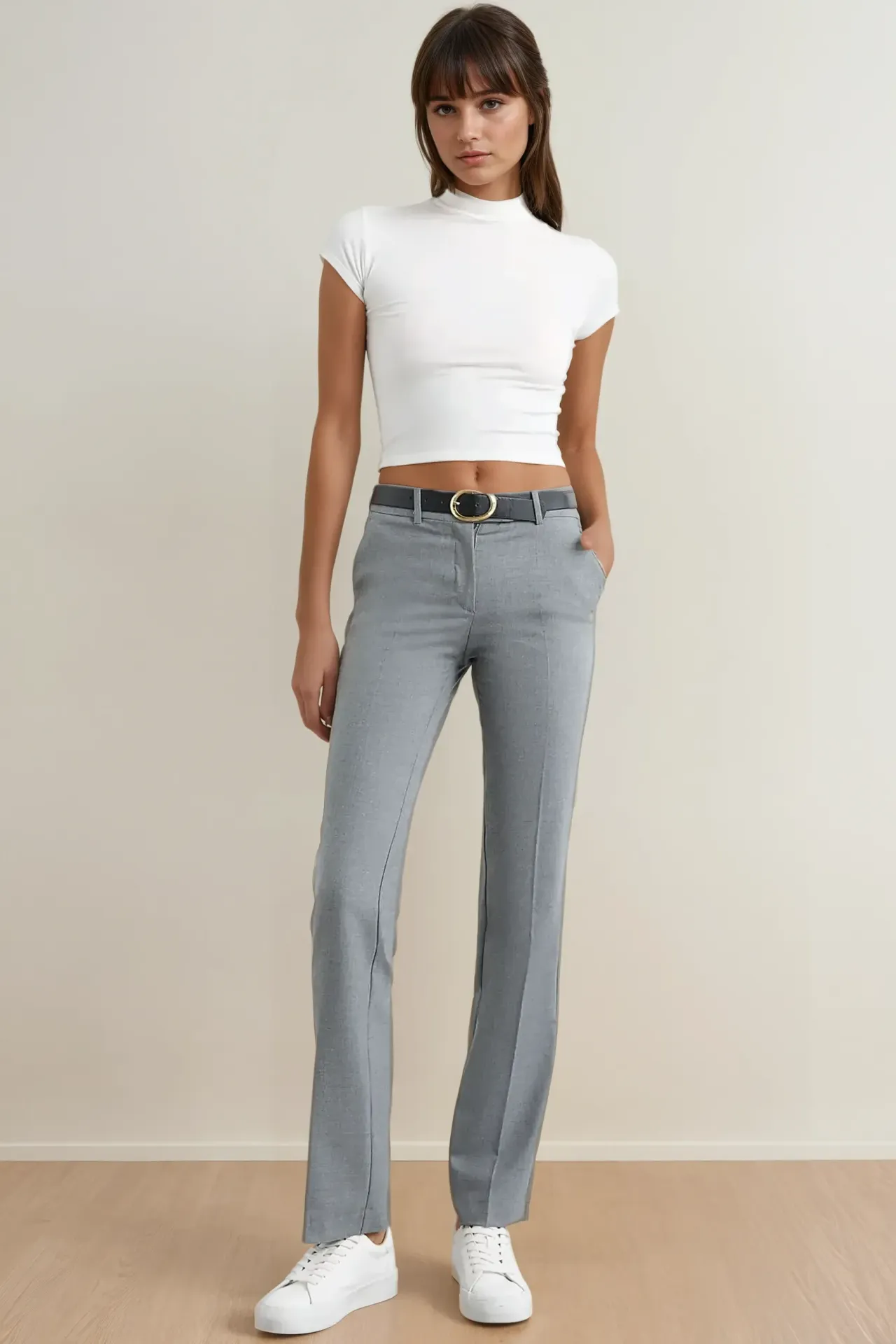 High Waist Straight-Leg Trousers
