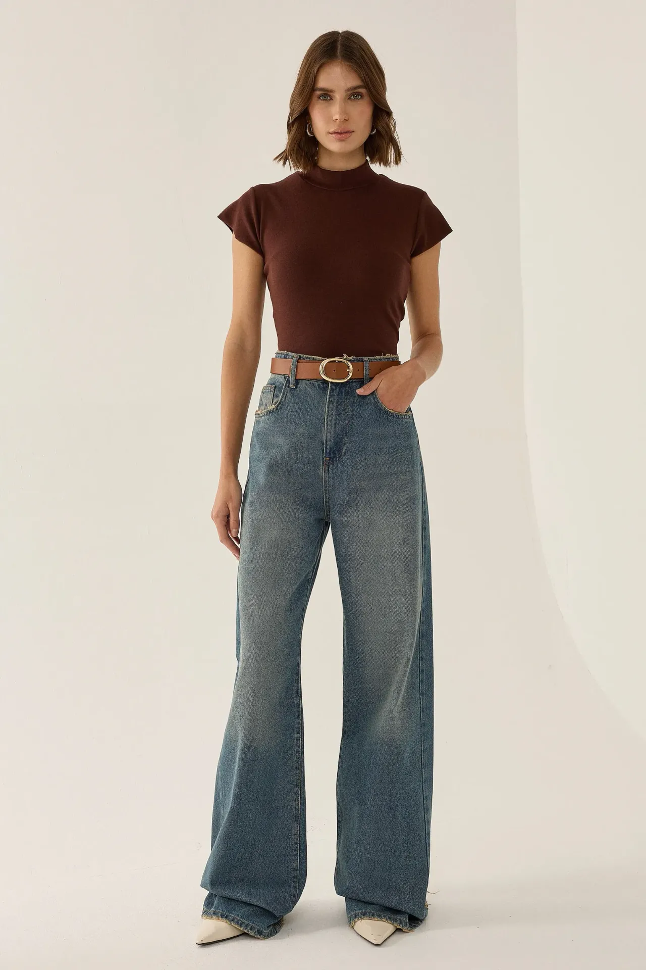 Half Turtleneck Short Sleeve Top