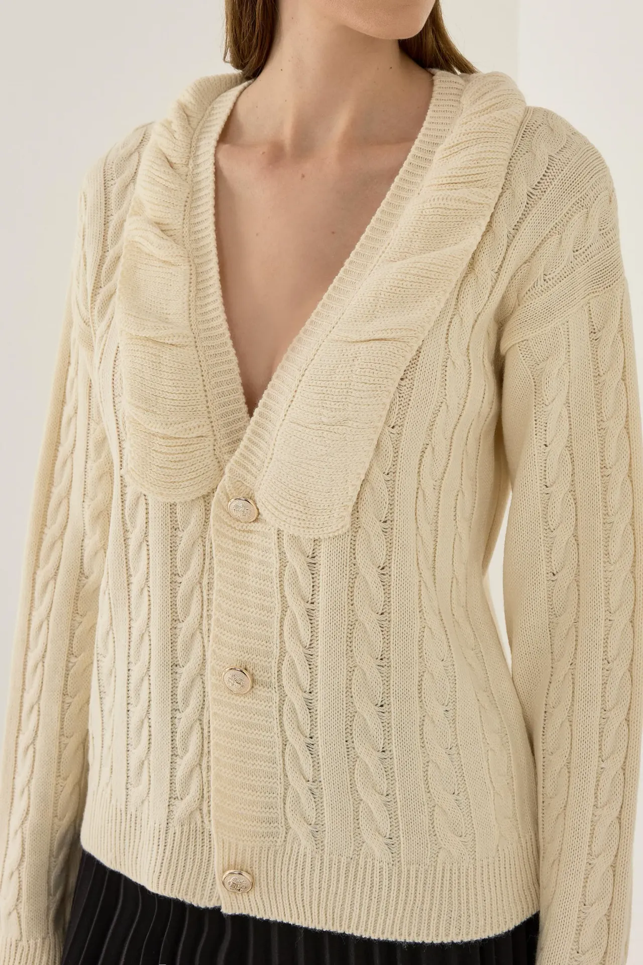 Textured V-Neck Knit Cardigan