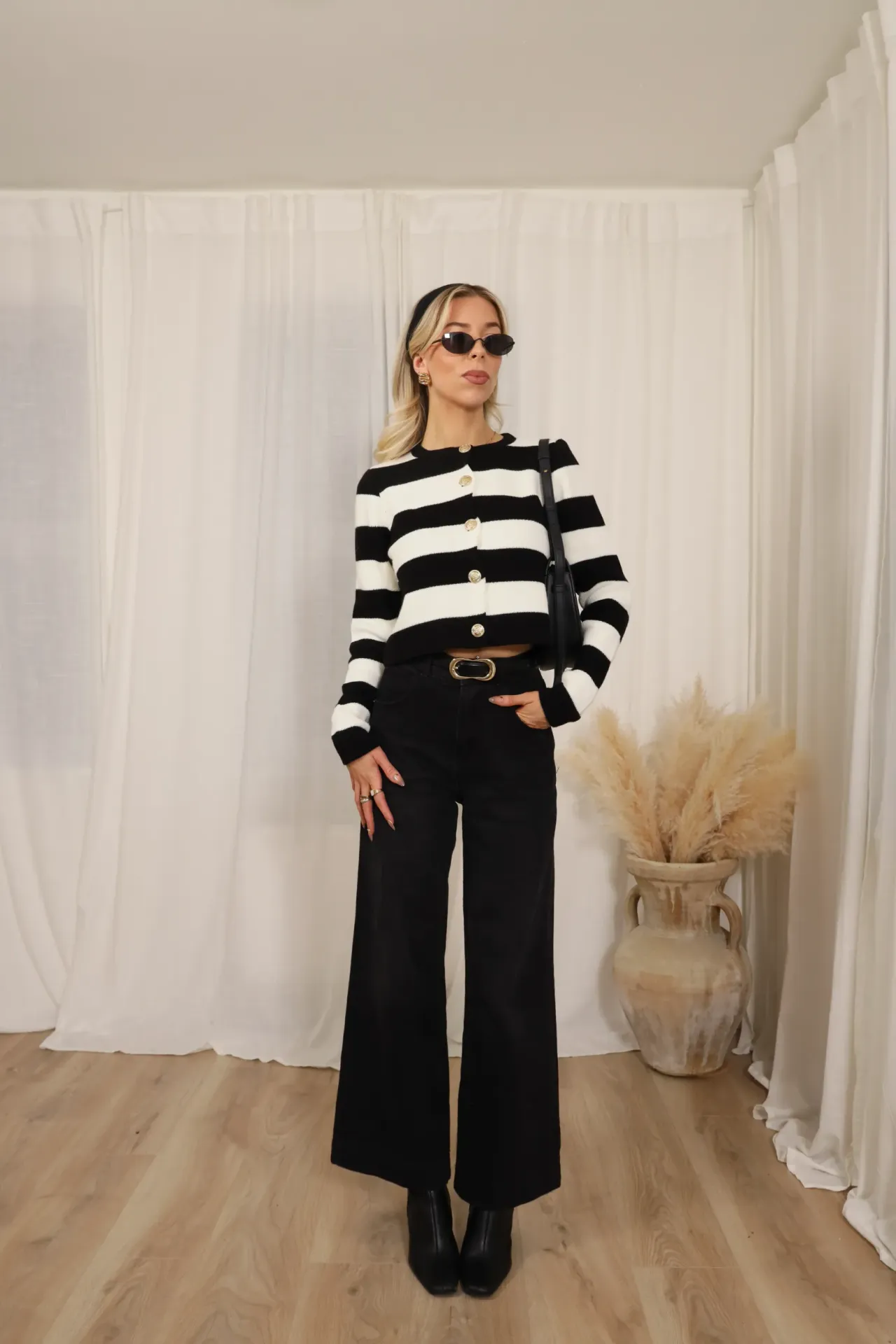 Buttoned Striped Knitwear Cardigan