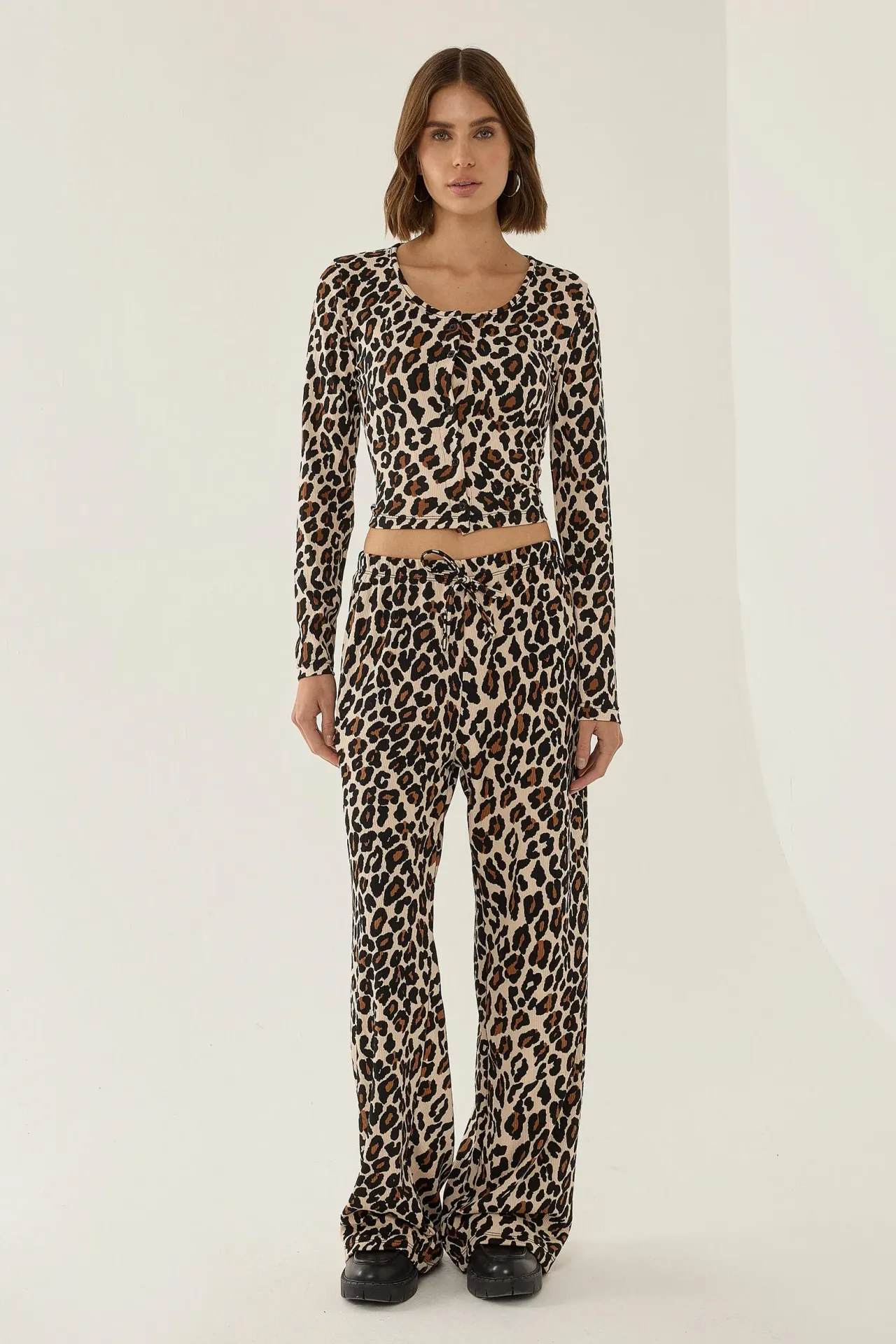 Leopard Print Straight Leg Pants