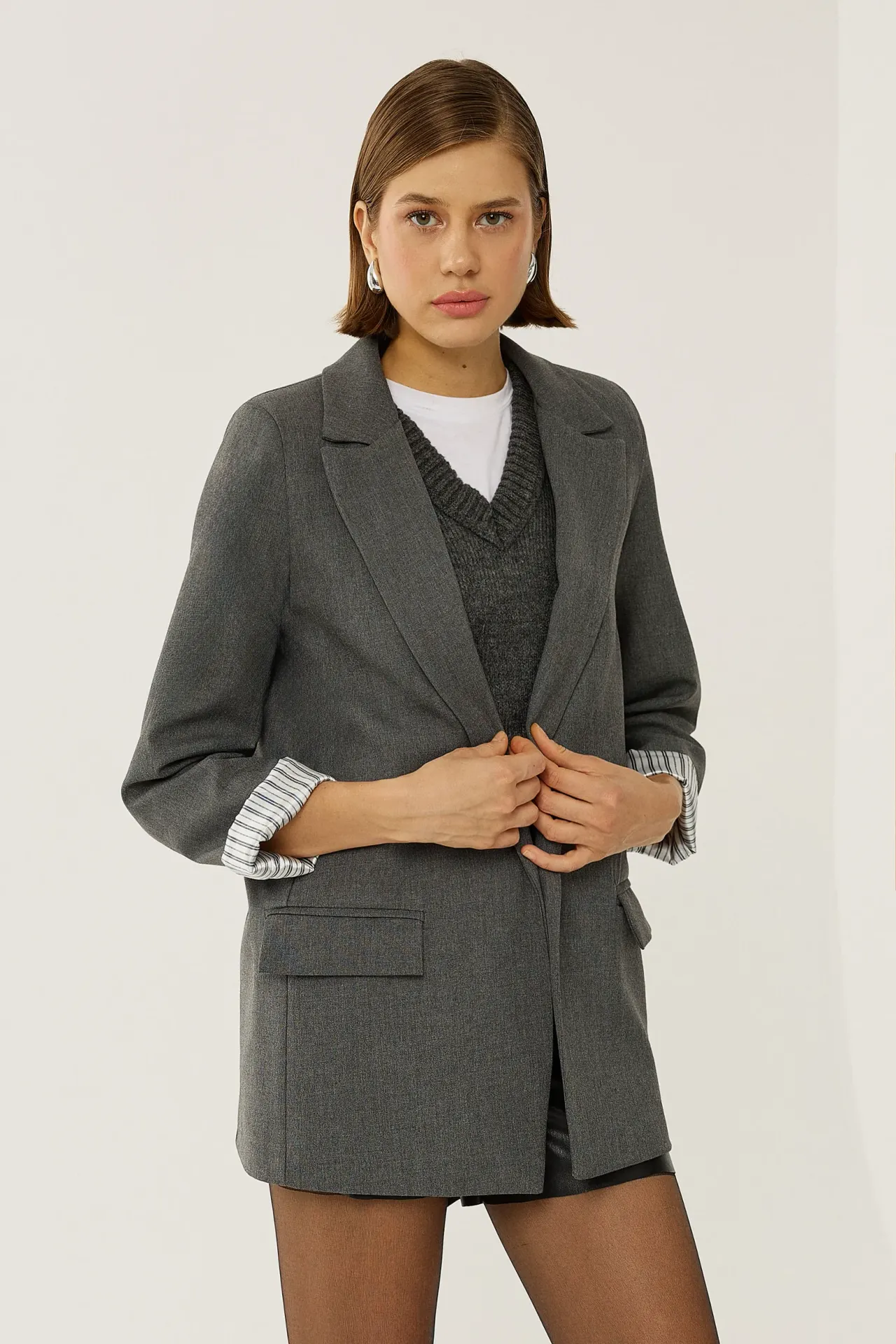 Oversized Blazer with Lining Detail 