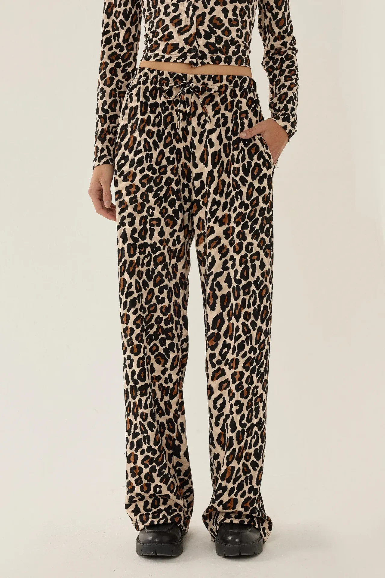 Leopard Print Straight Leg Pants