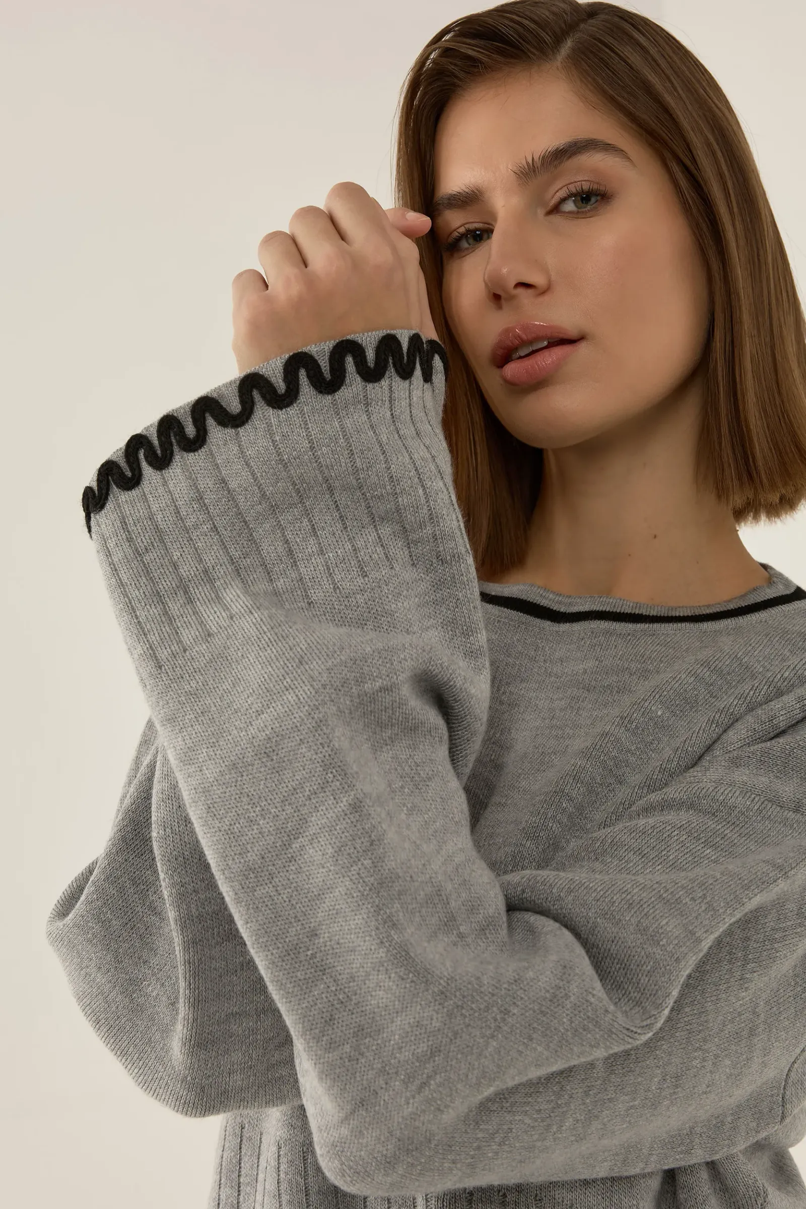Basic Contrast Detailed Knitted Co-ord 3
