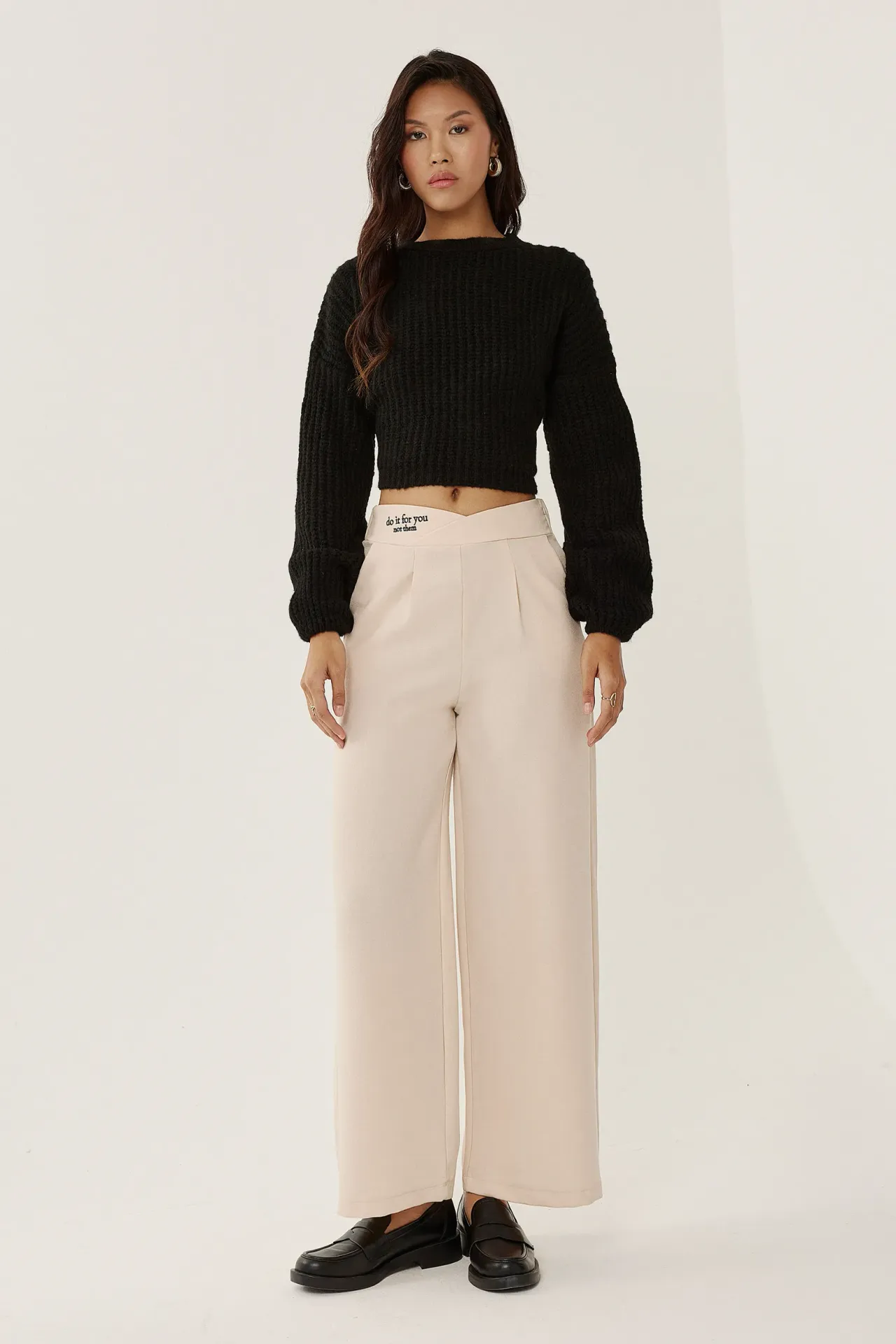 Waist Detailed Straight Leg Pants