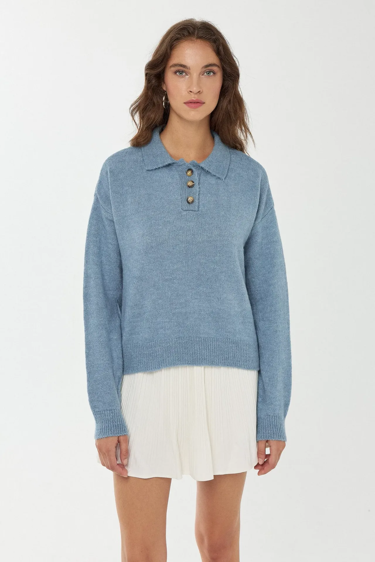 Button Collar Knit Sweater