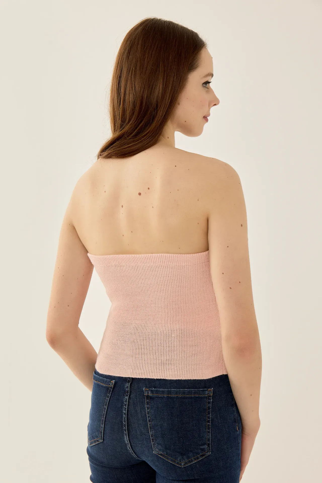 Slim Fit Strapless Knitted Top