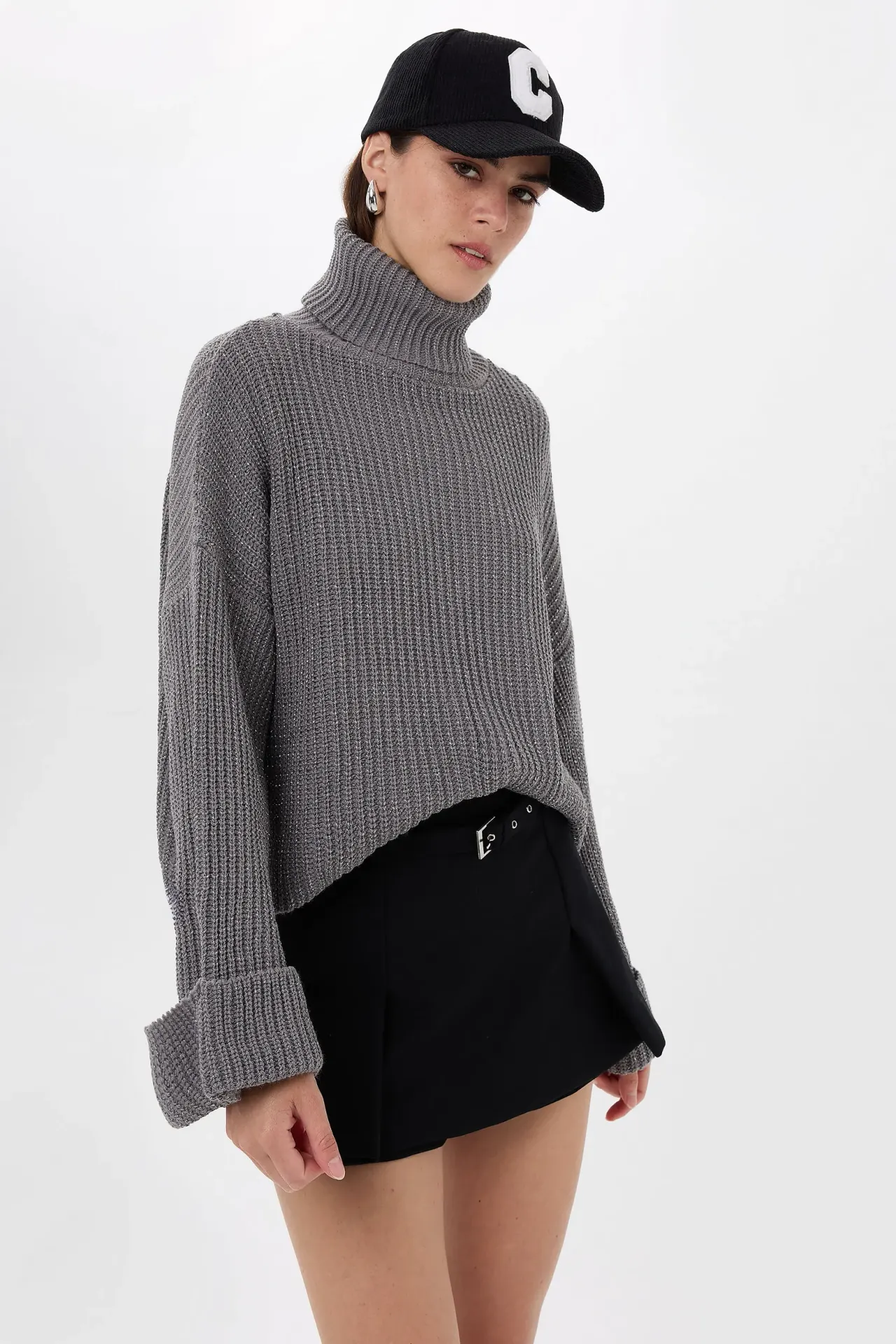 Oversized High-Neck Sweater