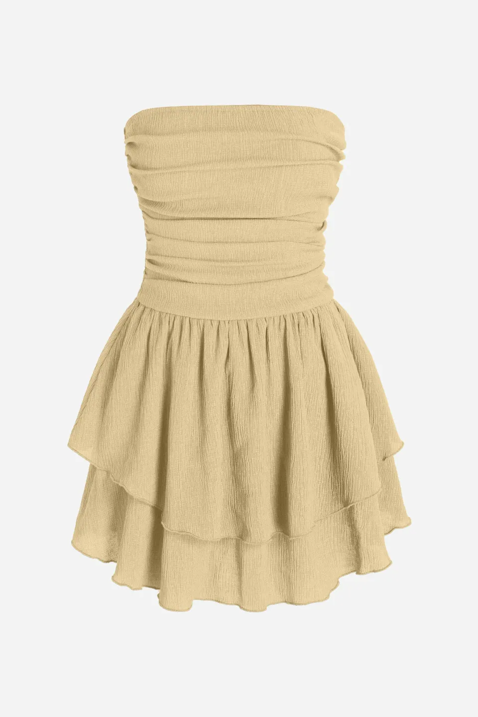 Strapless Textured Ruffle Mini Dress