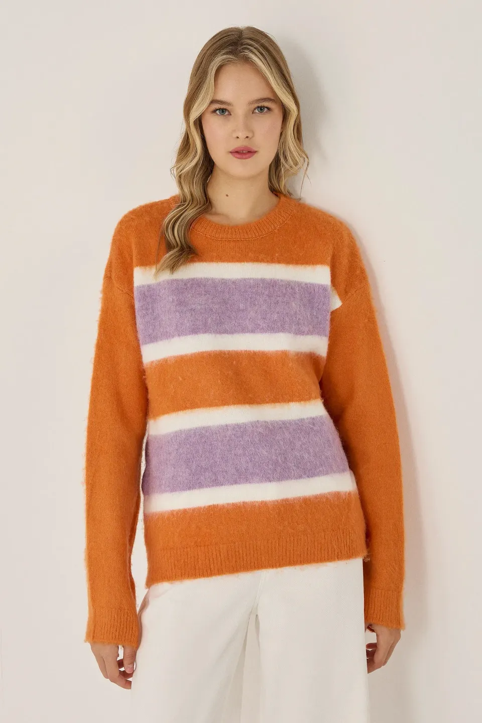 Relaxed Fit Colorful Striped Sweater