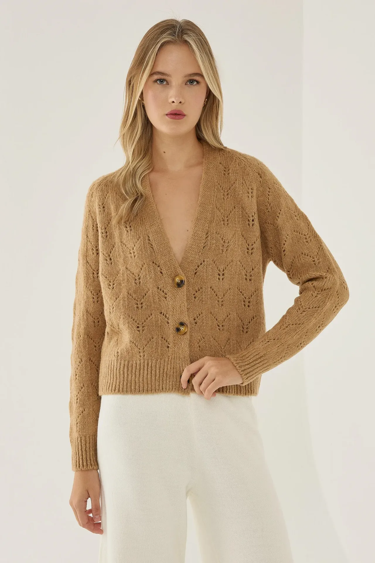 V-Neck Relaxed Fit Knit Cardigan