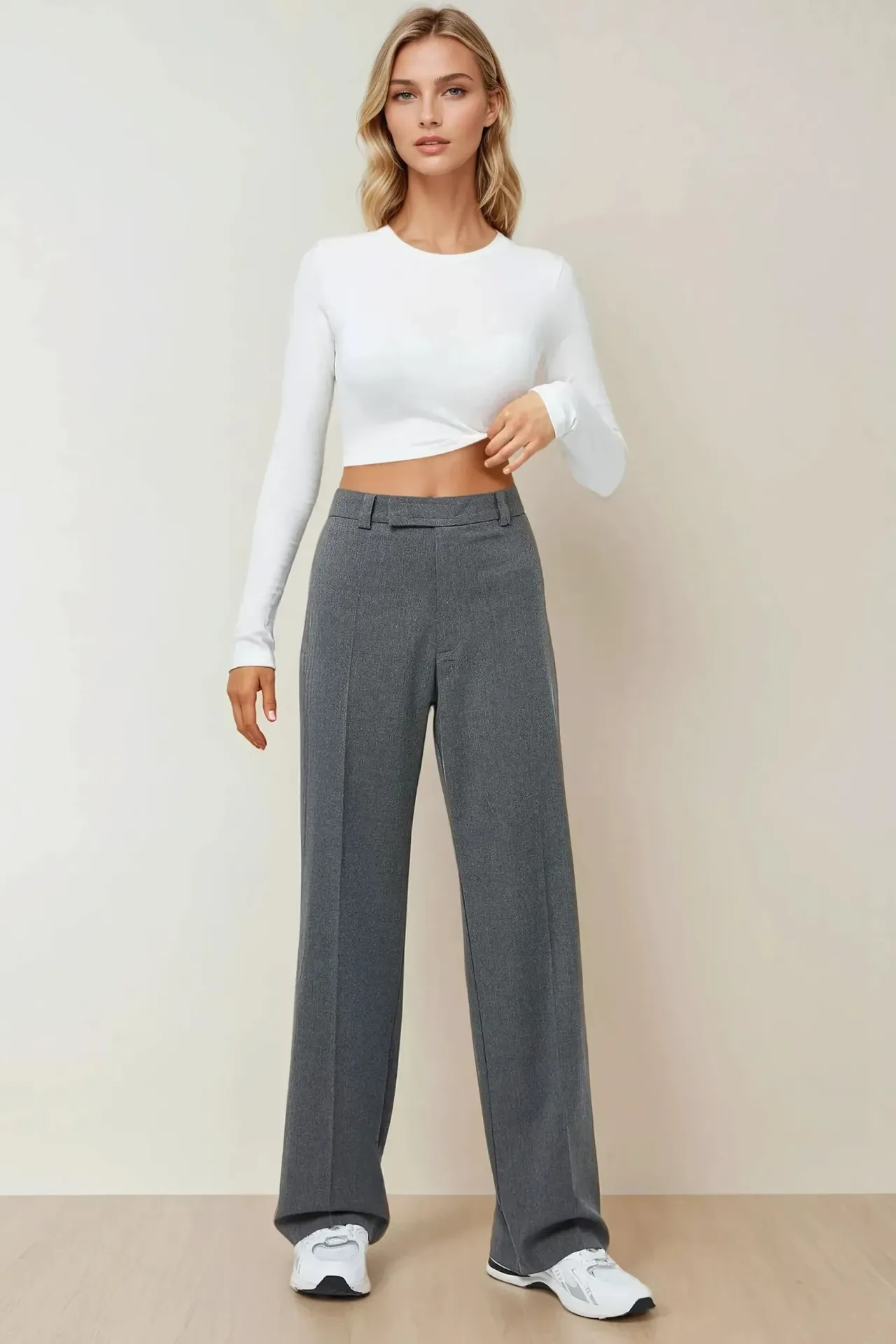 High Waist Straight Leg Pants
