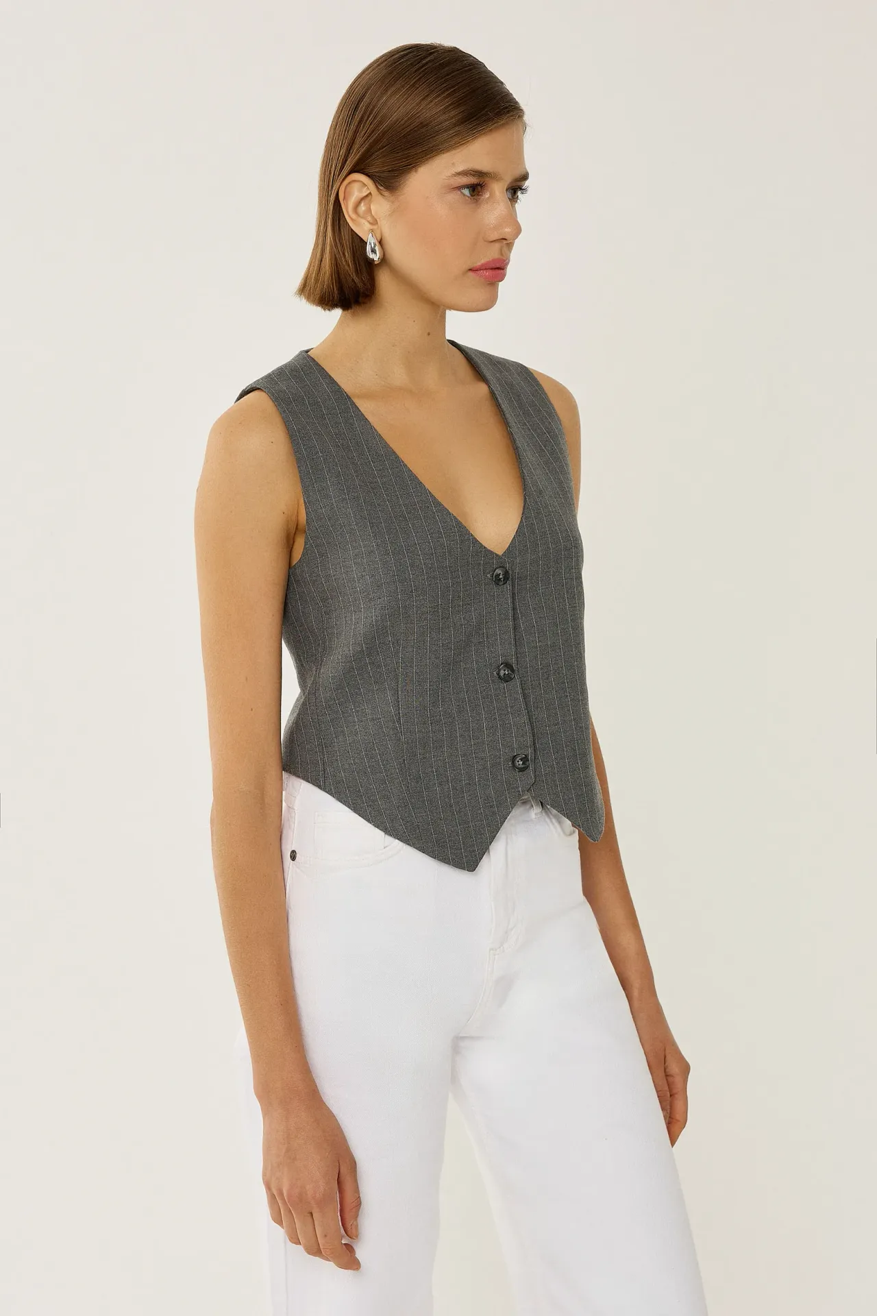 Striped Buttoned Vest