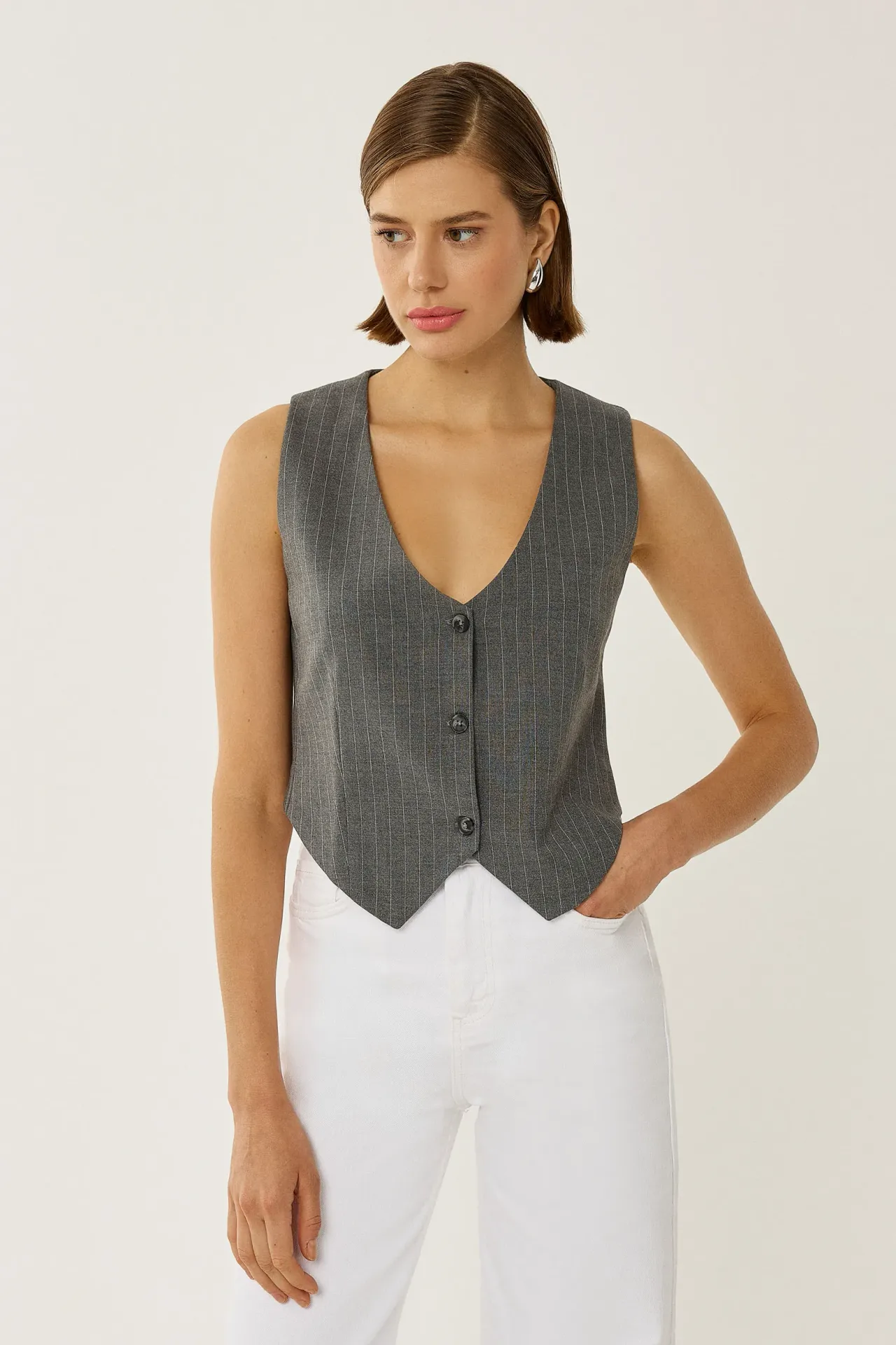 Striped Buttoned Vest