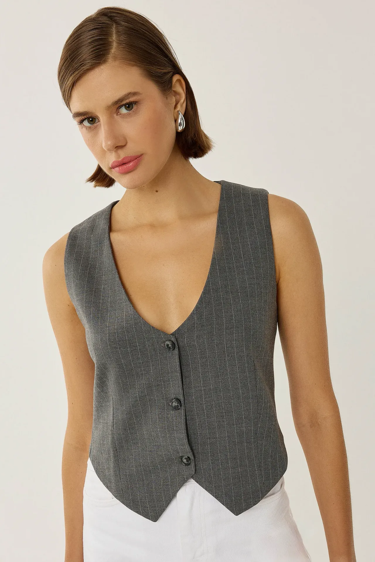 Striped Buttoned Vest