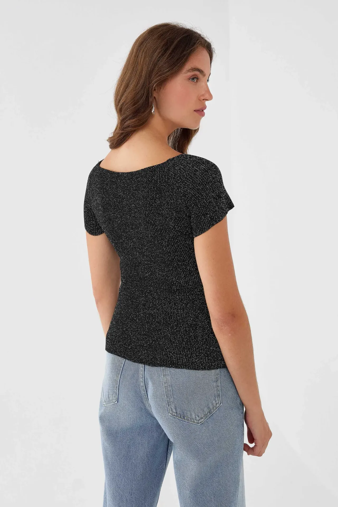 Square Collar Knitted Top