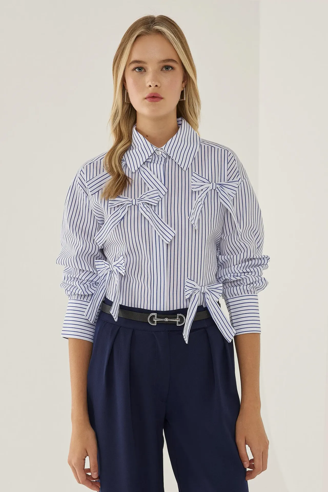 Relaxed Fit Shirt with Bow Detail