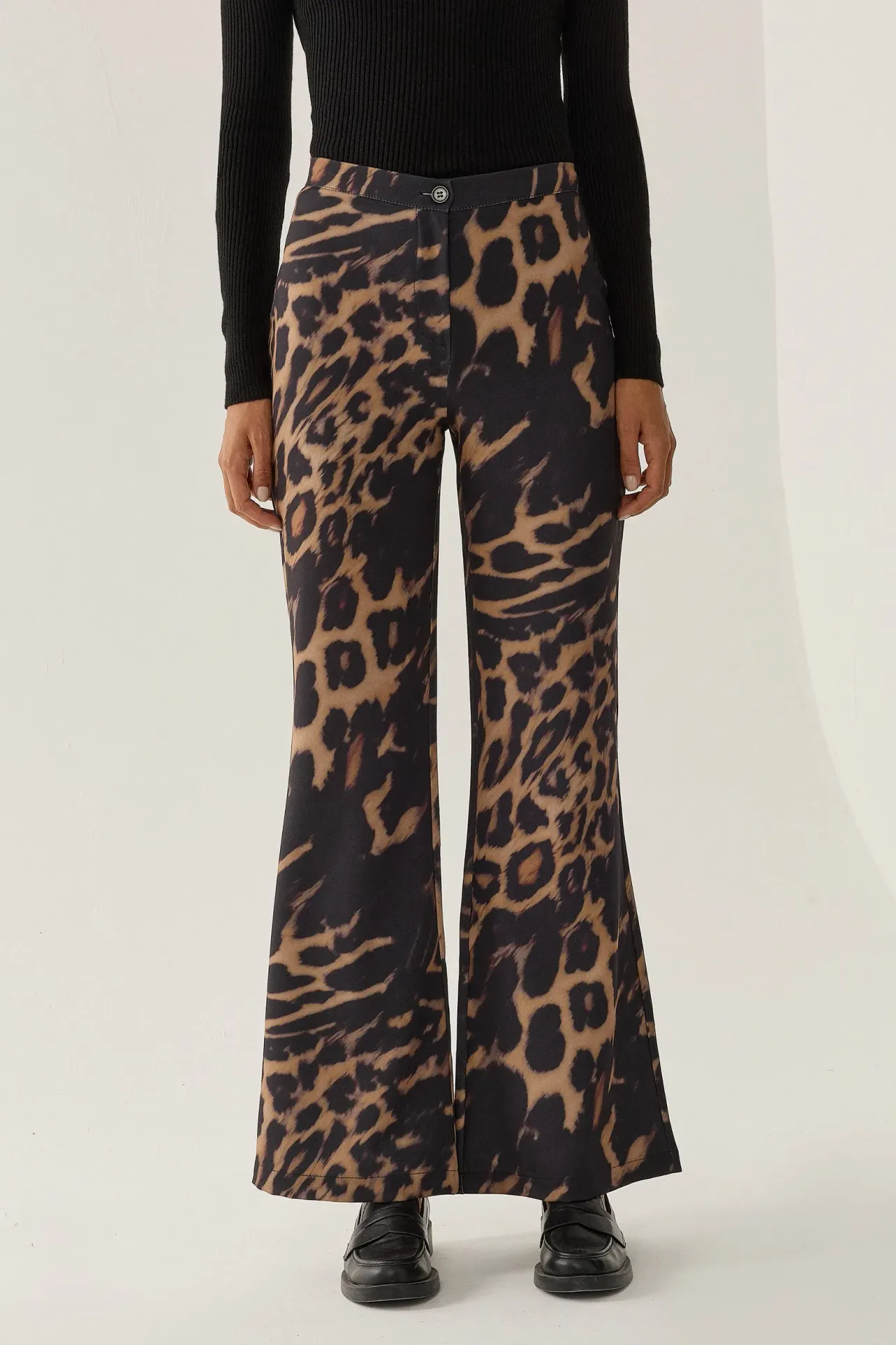 High Waist Leopard Print Flare Pants