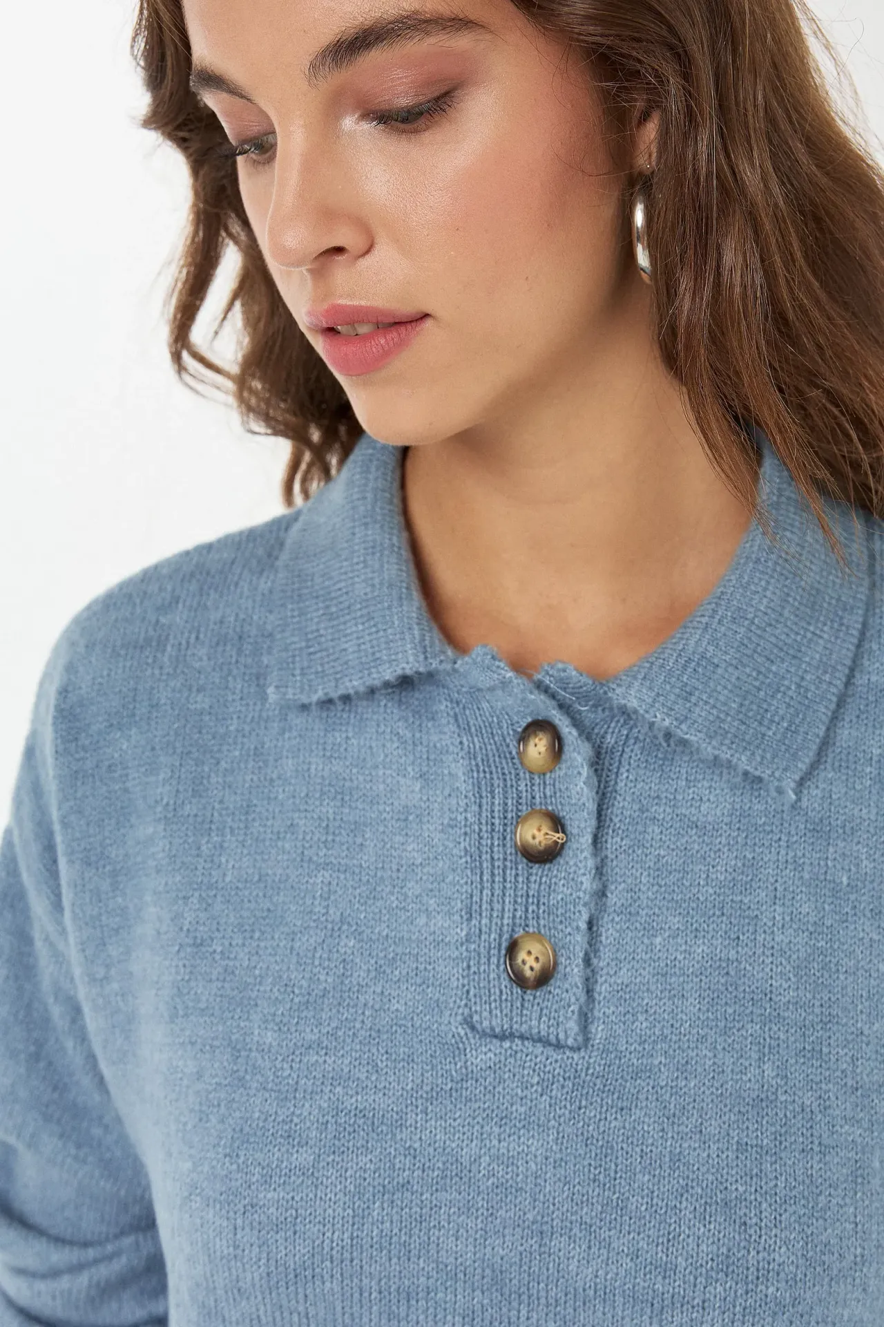 Button Collar Knit Sweater