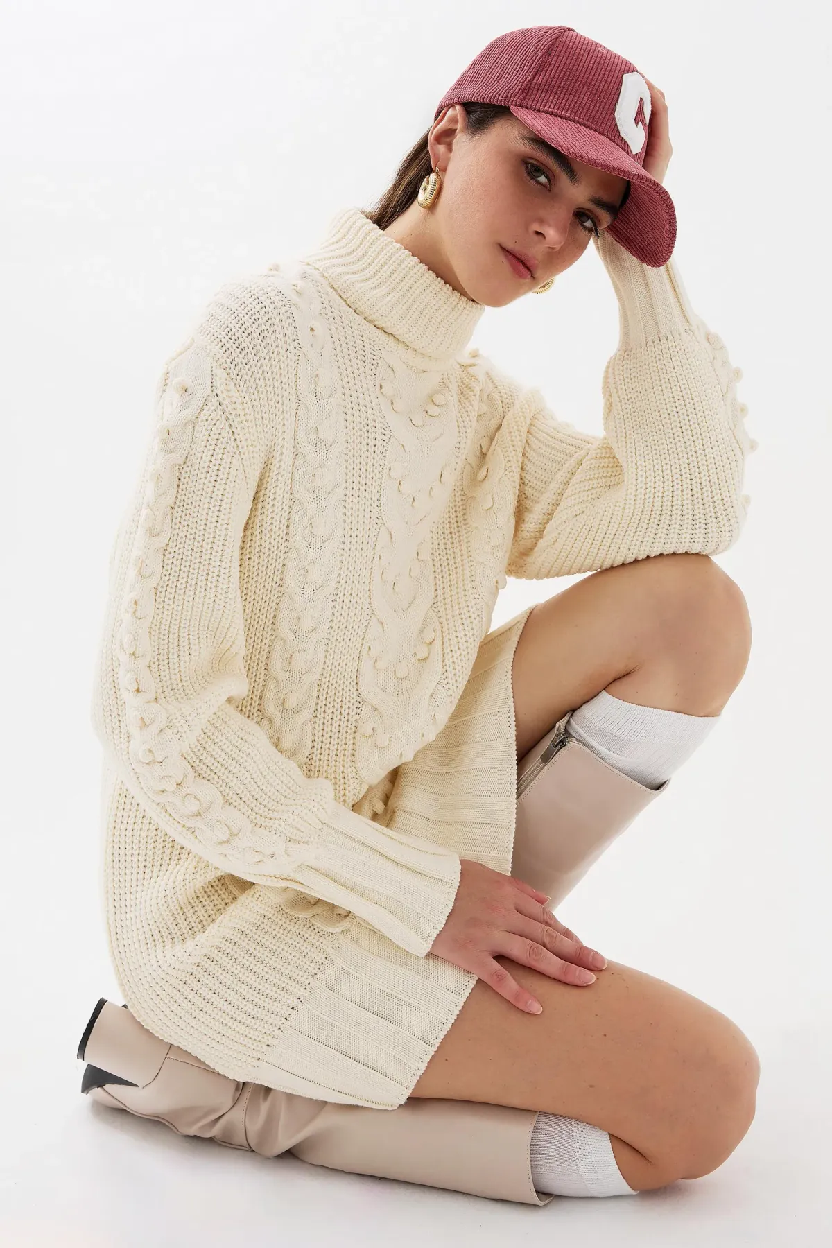Knitted High-Neck Mini Dress 1