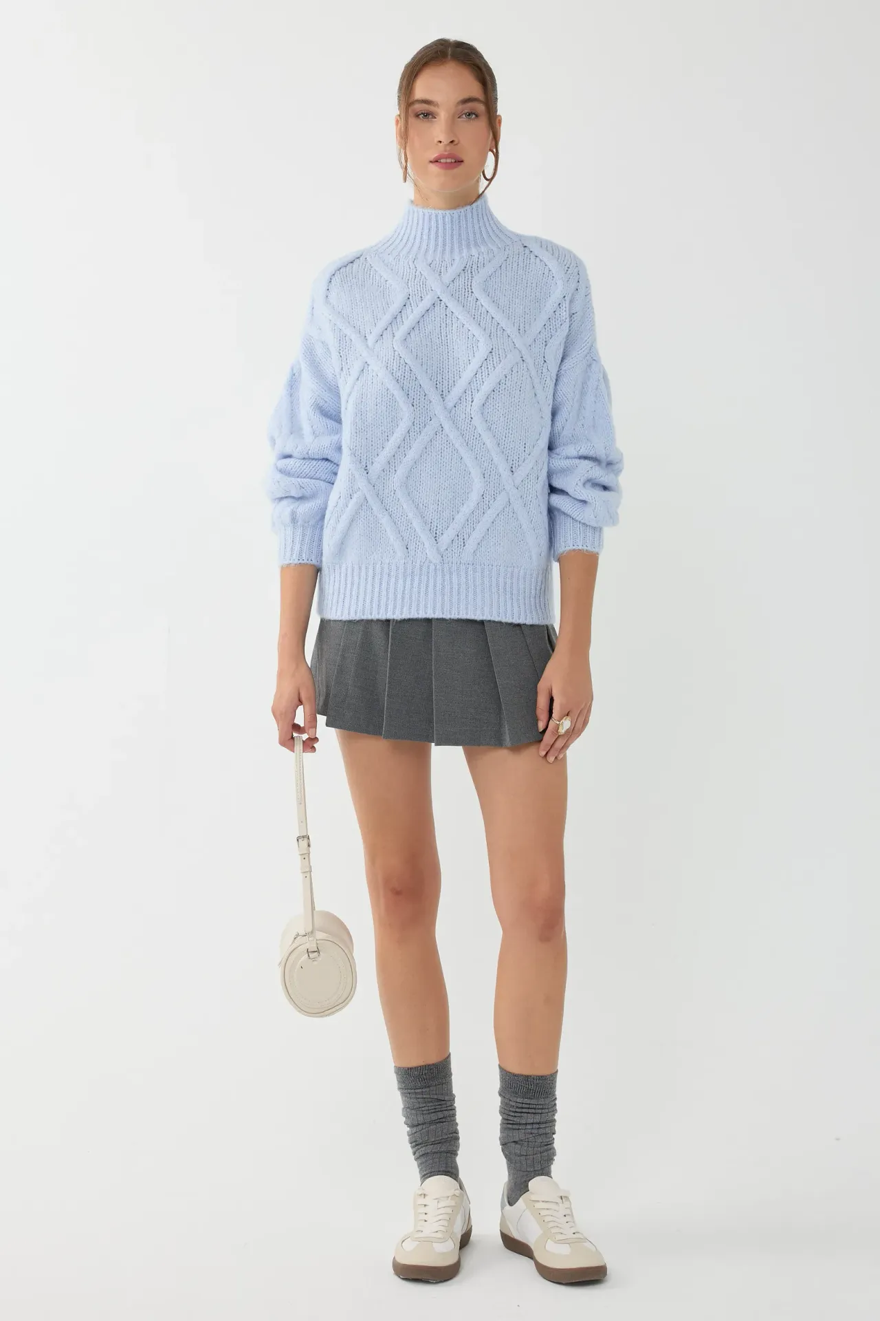 Textured Oversized High-Neck Sweater