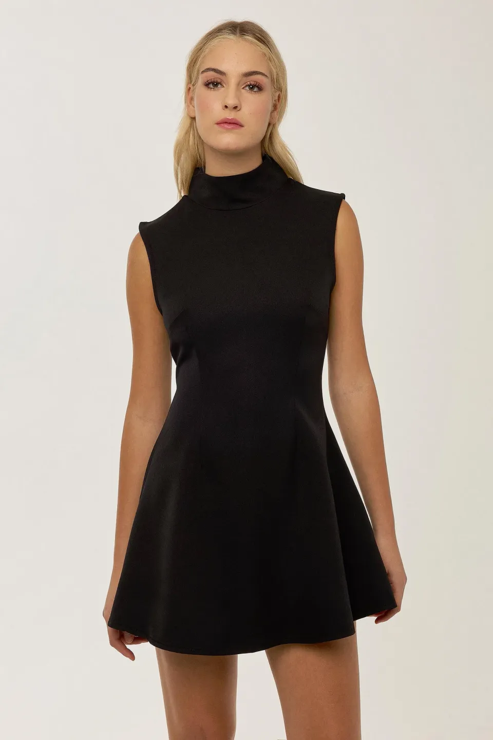 High Neck Black Mini Dress