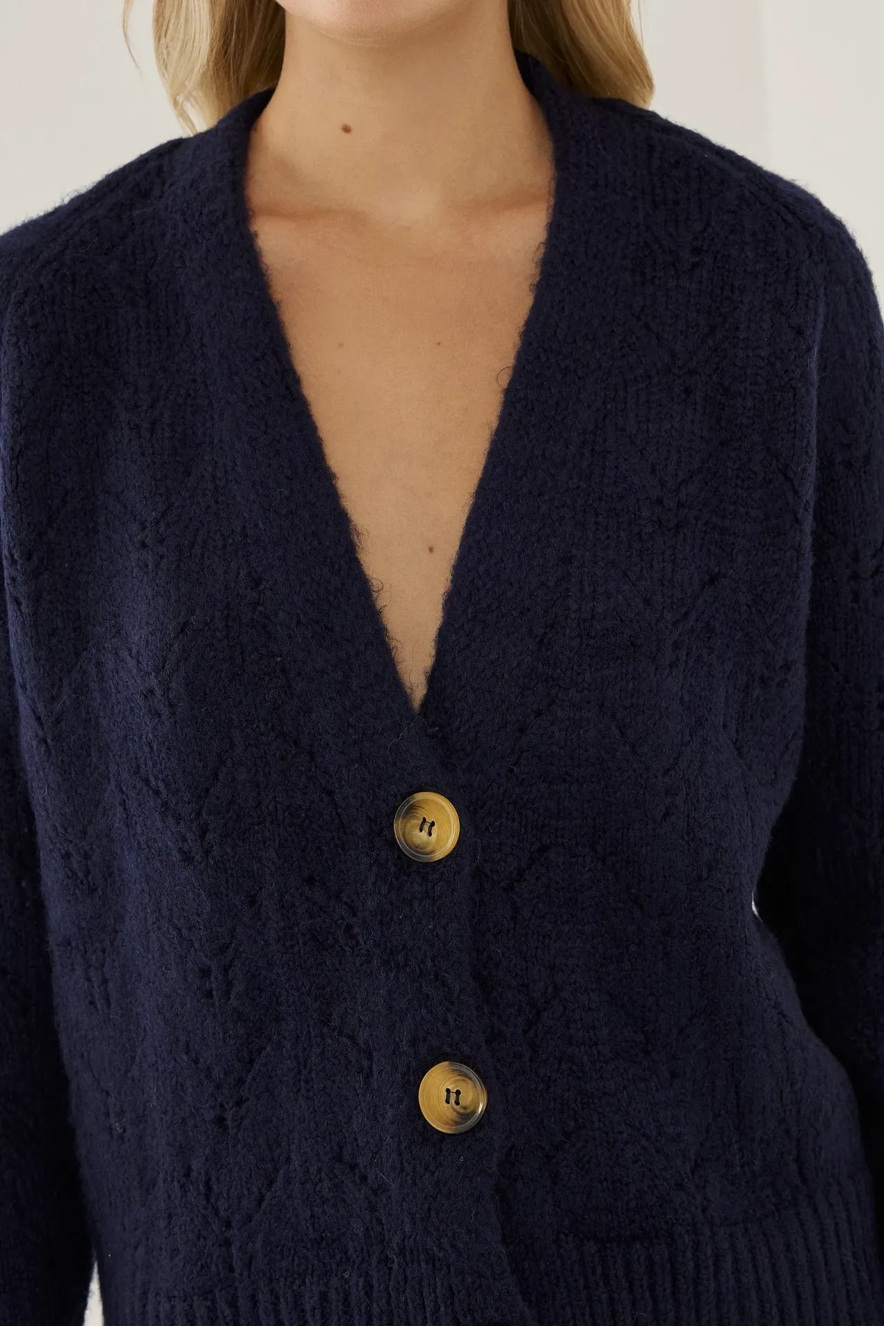 V-Neck Relaxed Fit Knit Cardigan