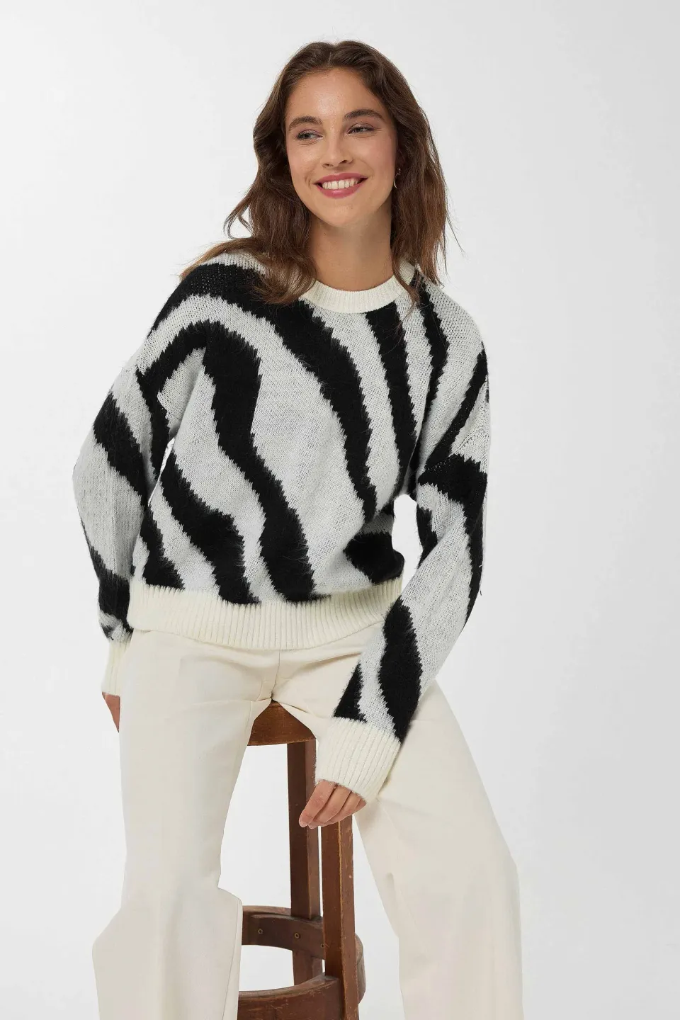 Striped Crew Neck Knit Sweater