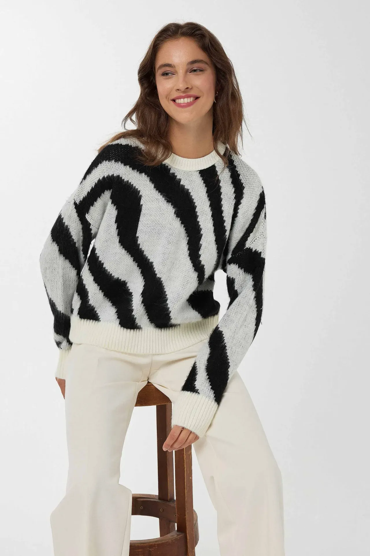 Striped Crew Neck Knit Sweater