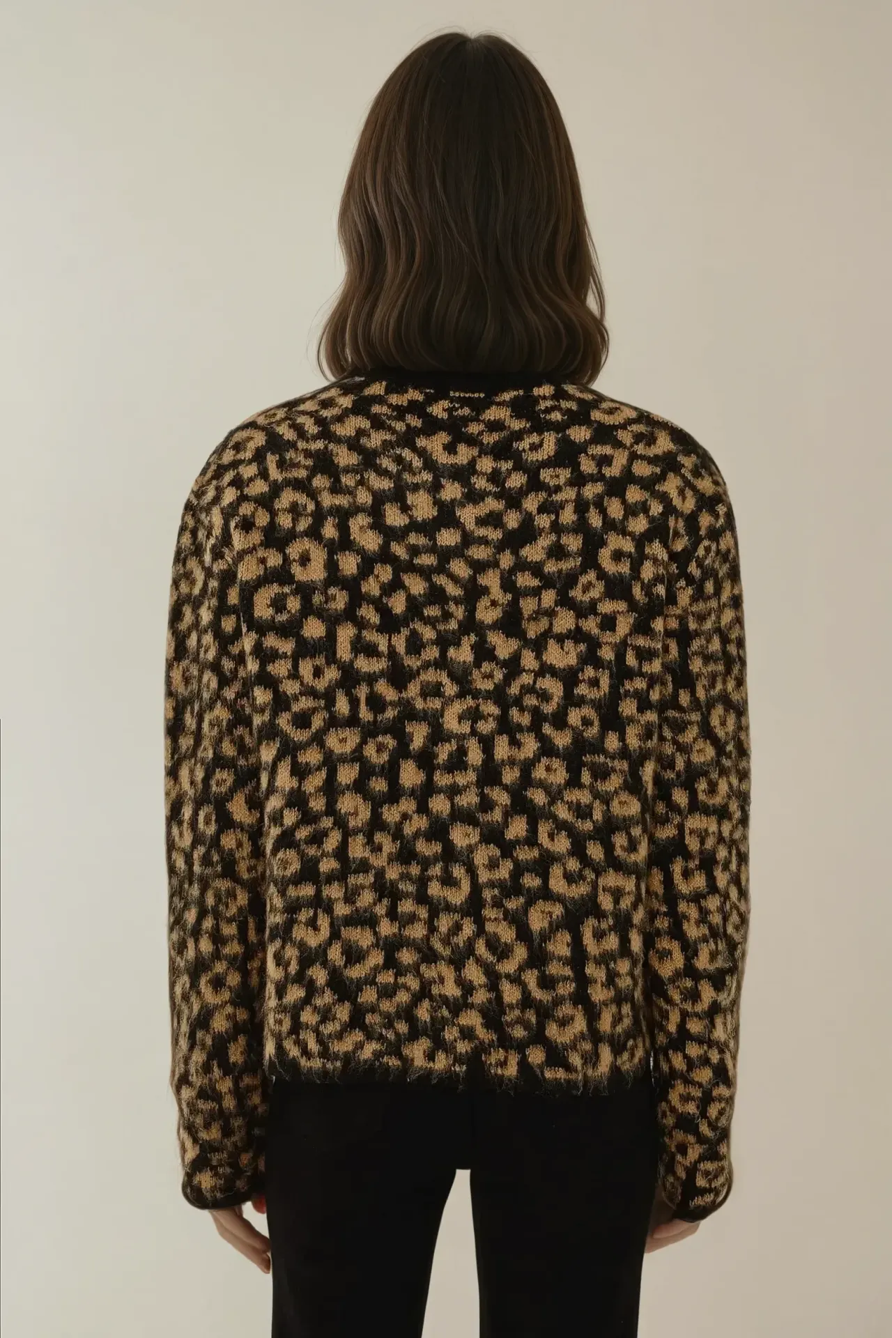 Relaxed Fit Leopard Print Knitted Cardigan