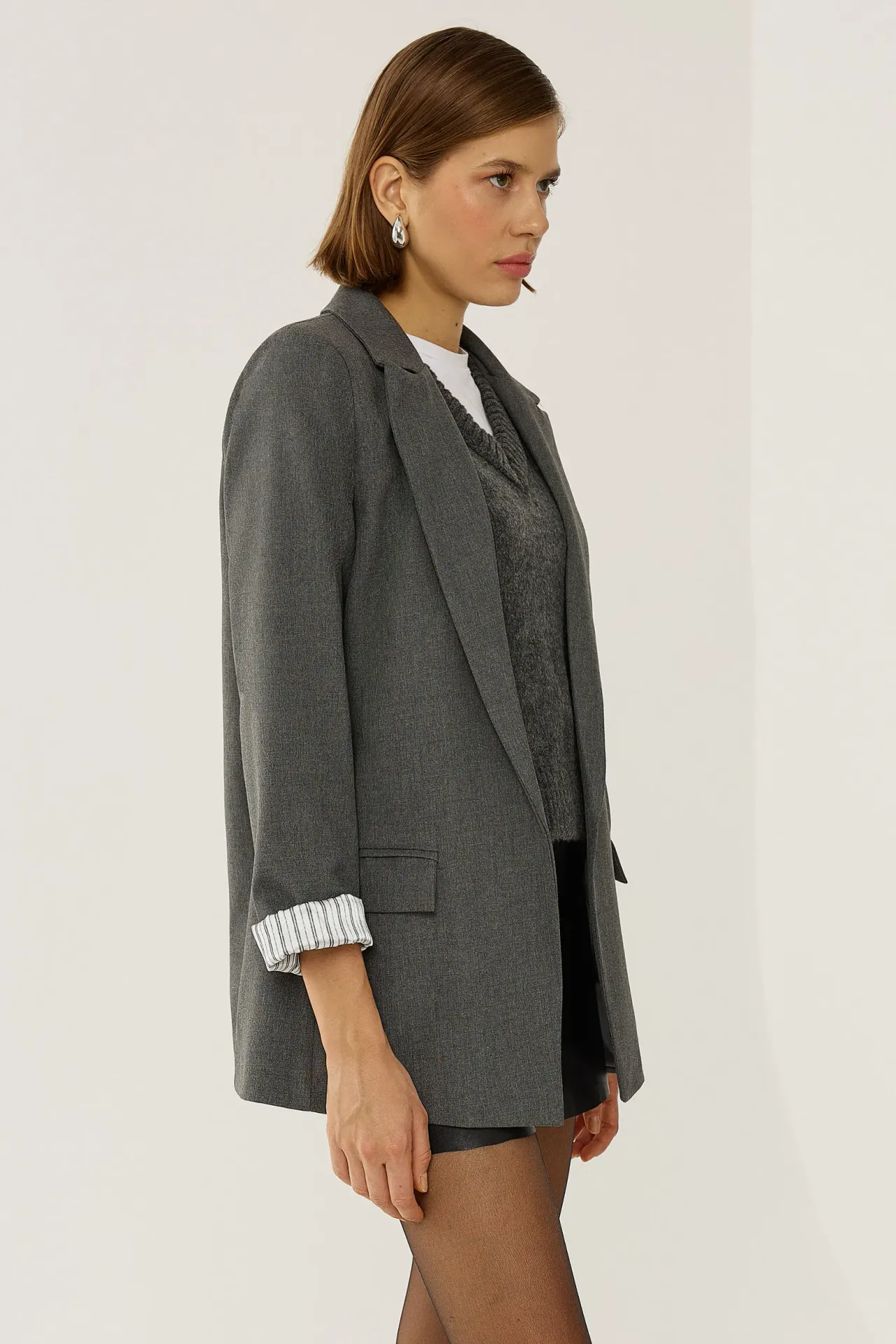 Oversized Blazer with Lining Detail 