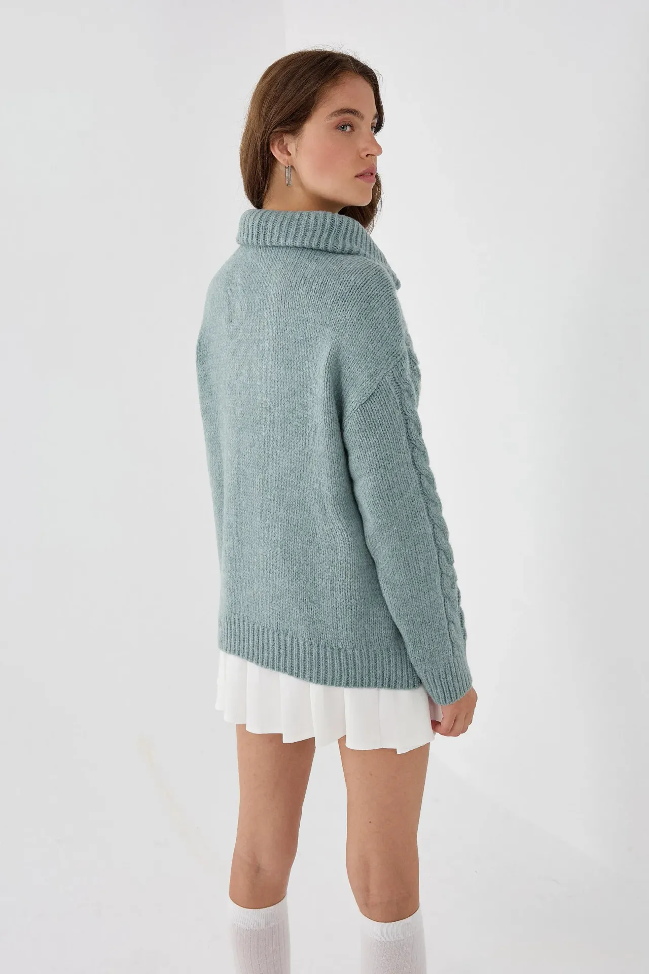 Zipper Collar Knit Sweater