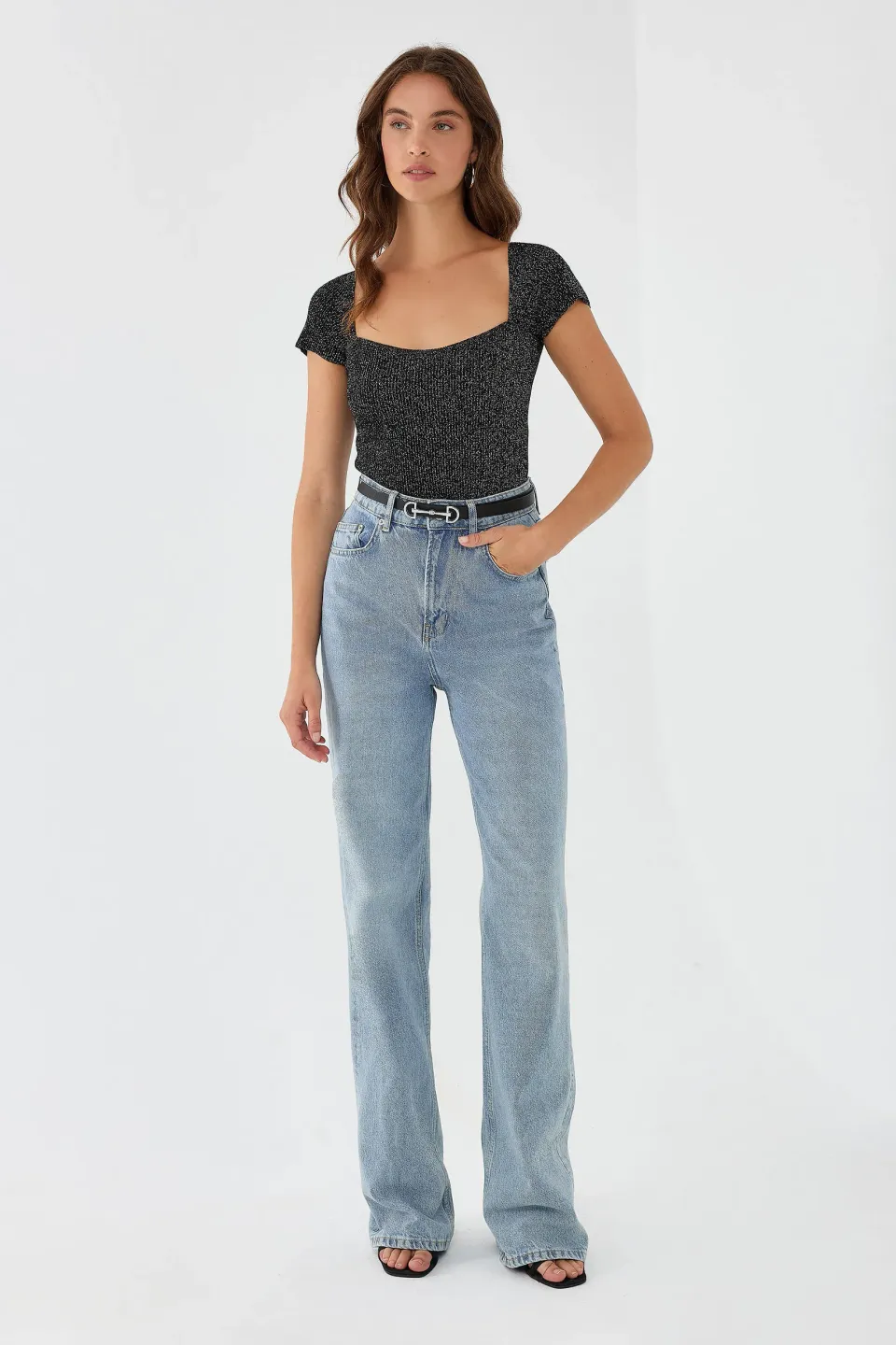 Square Collar Knitted Top
