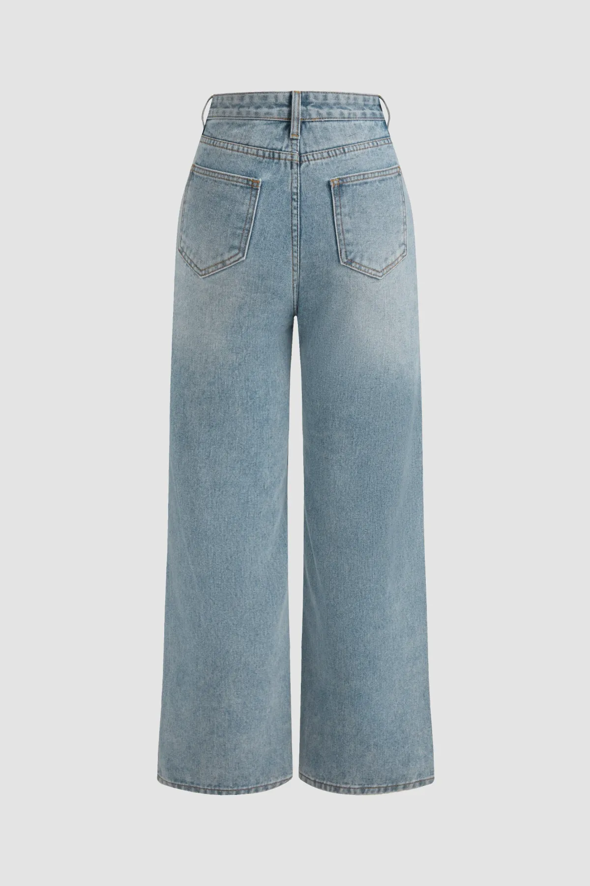 Washed Efecet Wide Leg Jeans 4