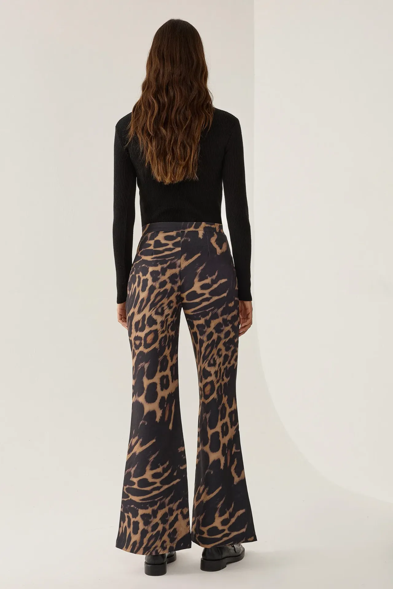 High Waist Leopard Print Flare Pants