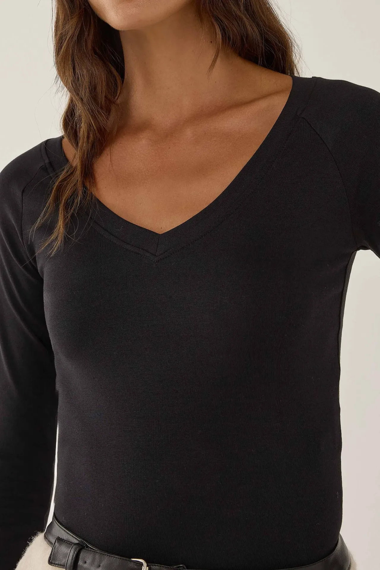 V-Neck Raglan Sleeve Blouse