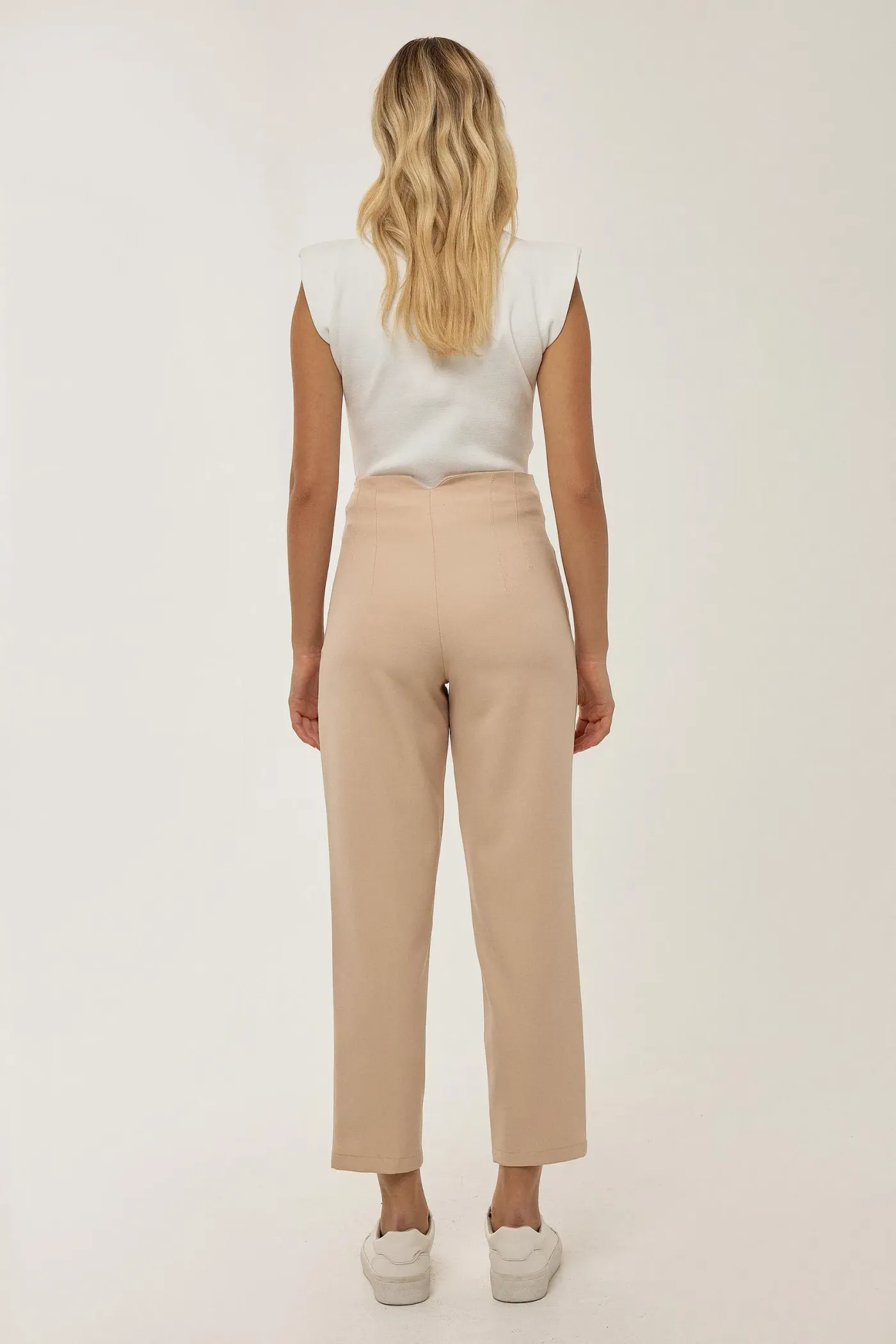 Nude Fitted High Waisted Trousers  4