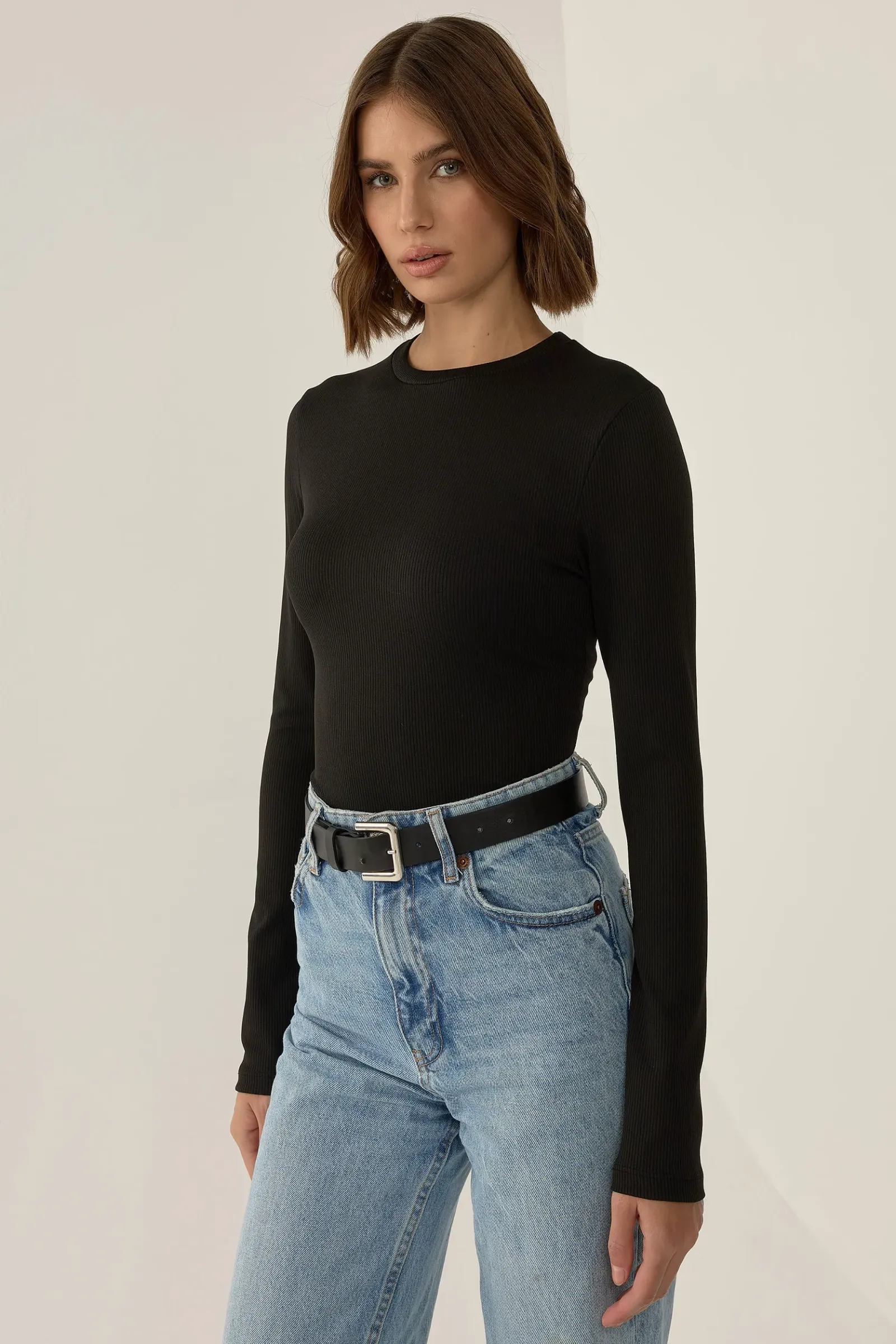 Slim Fit Long Sleeve Crew Neck Bodysuit 1