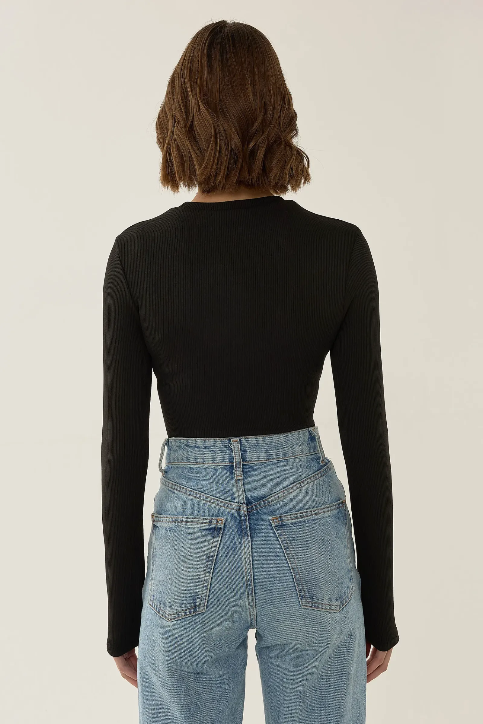Slim Fit Long Sleeve Crew Neck Bodysuit 6