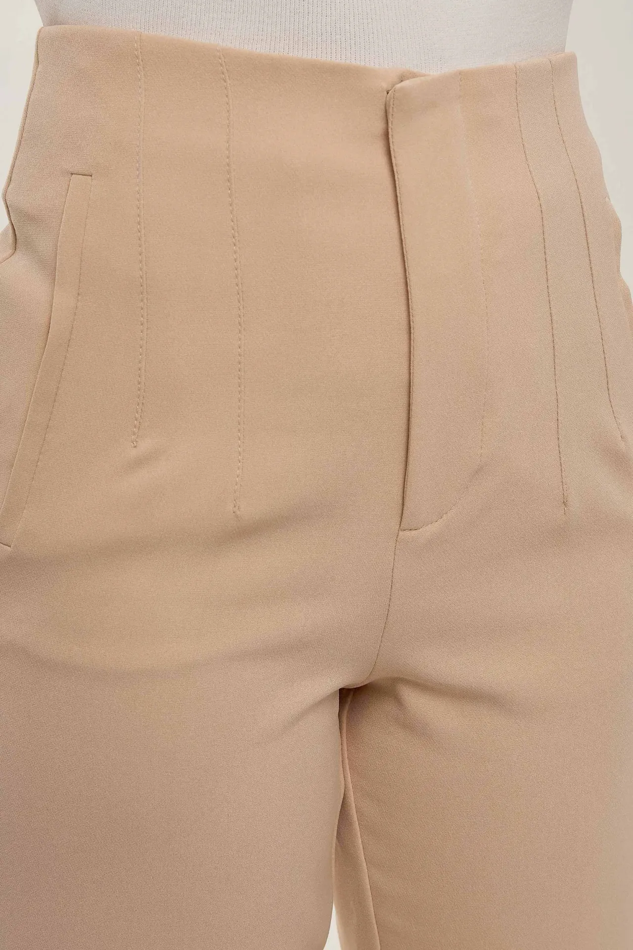 Nude Fitted High Waisted Trousers 